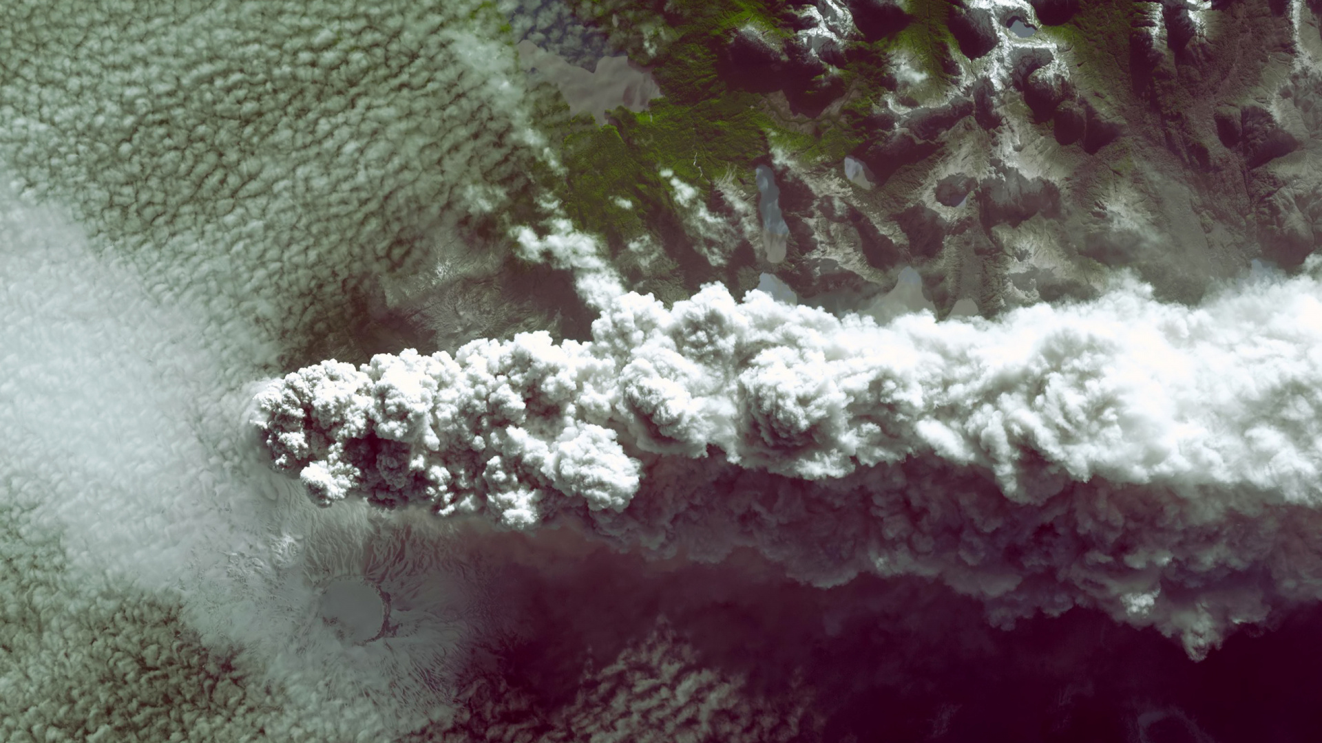 Обои вулкан, земля, вода, замораживание, зима в разрешении 1920x1080