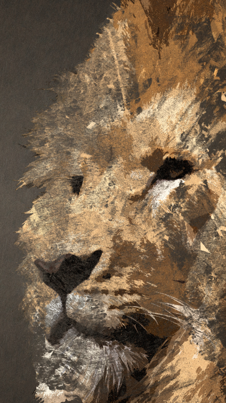 Обои голова, глаз, кошачьих, вода, Лев в разрешении 750x1334