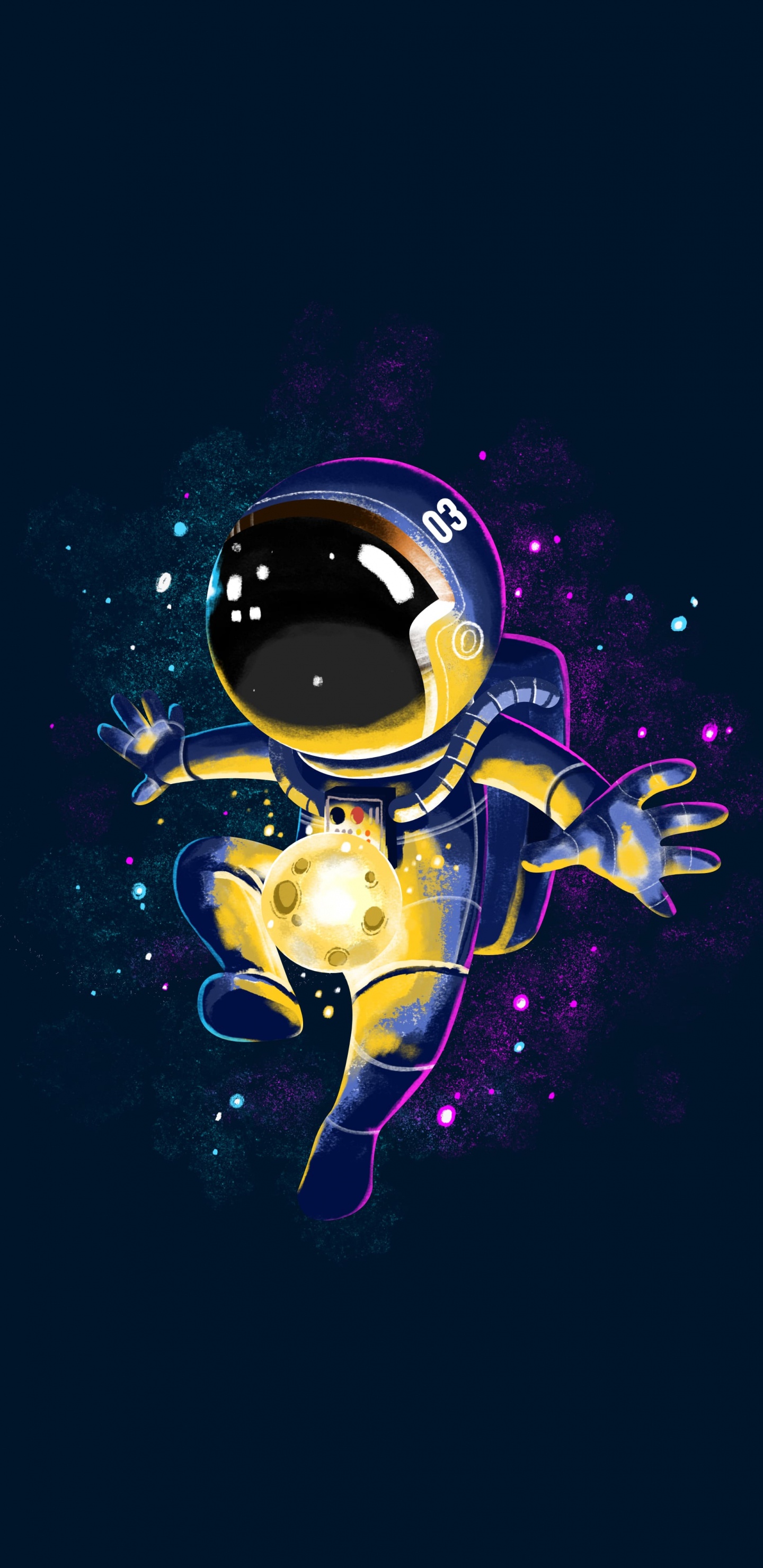 Обои телефон космонавта, астронавт, астрономический объект, арт, жидкий в разрешении 1440x2960
