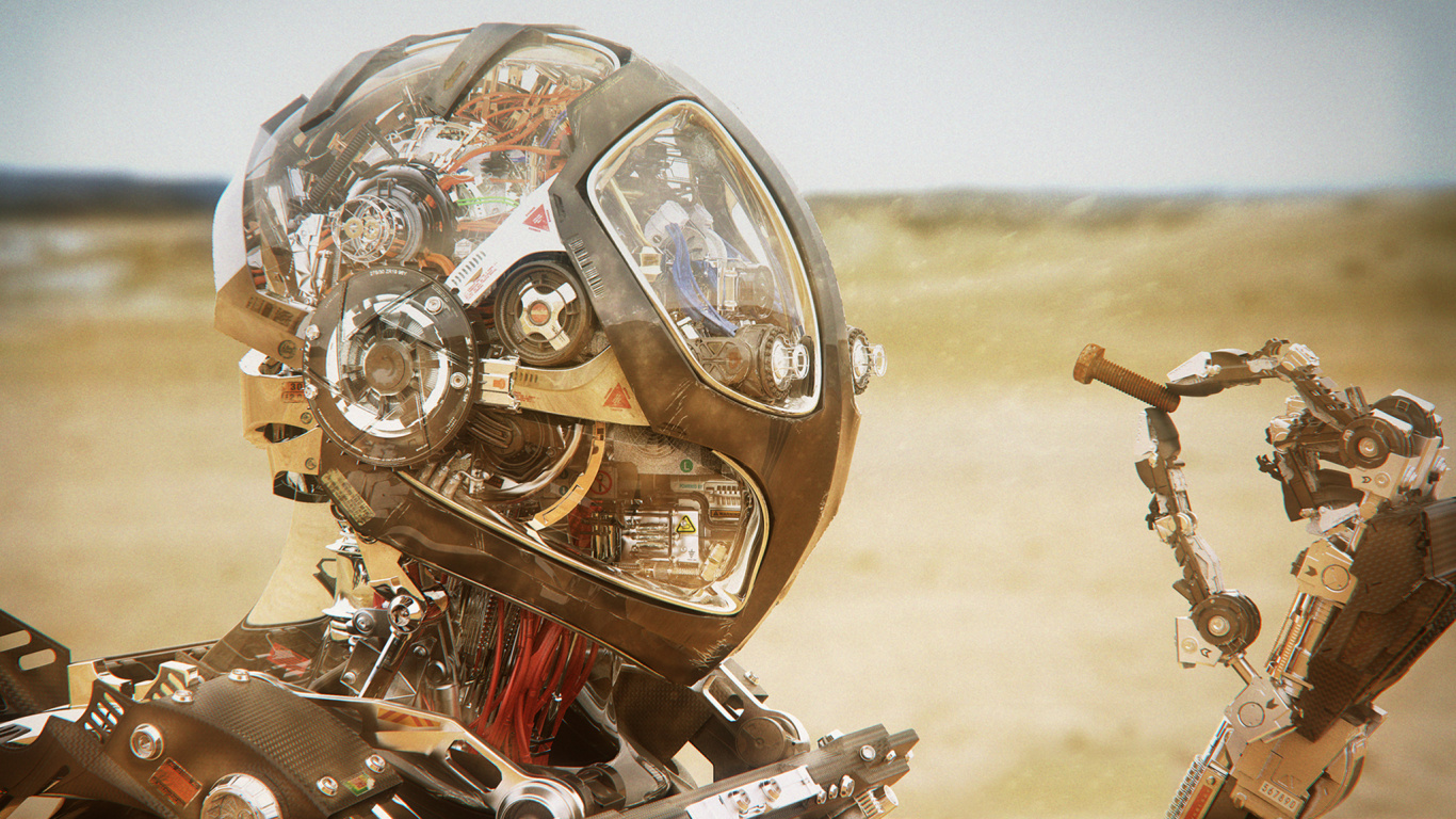 Обои машина, арт, концепт арт, Робот Зависти, художник в разрешении 1366x768