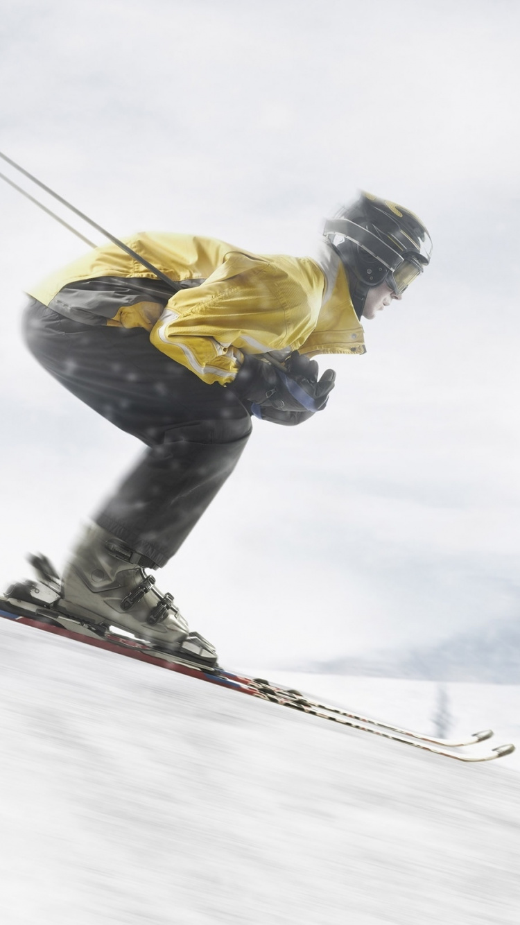 Обои лыжи, горные лыжи, лыжная палка, снег, зима в разрешении 750x1334