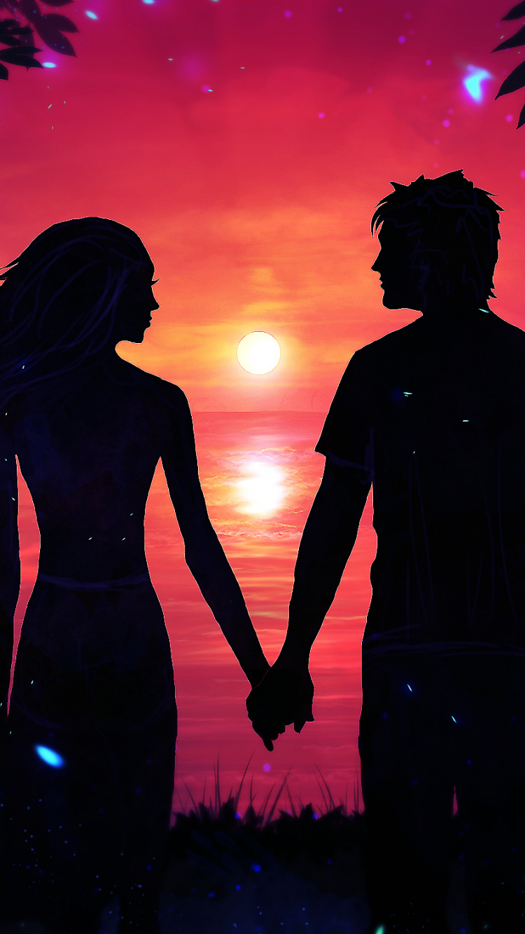 Обои роман, Люди в природе, любовь, свет, Фиолетовый в разрешении 750x1334