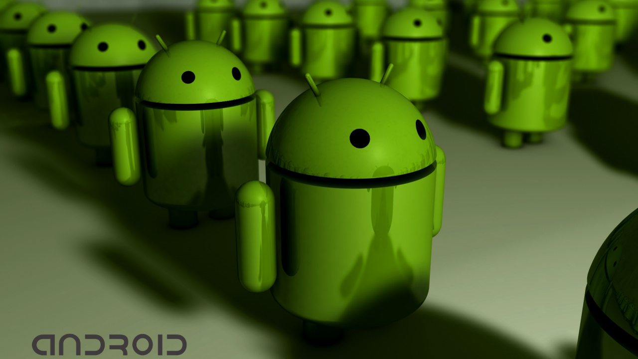 Обои андроид, зеленый, технологии, макросъемка, шрифт в разрешении 1280x720