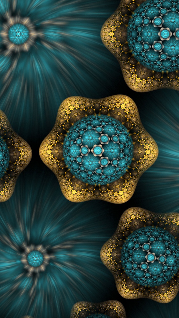 Обои фрактальное искусство, цифровое искусство, арт, синий, бирюза в разрешении 720x1280