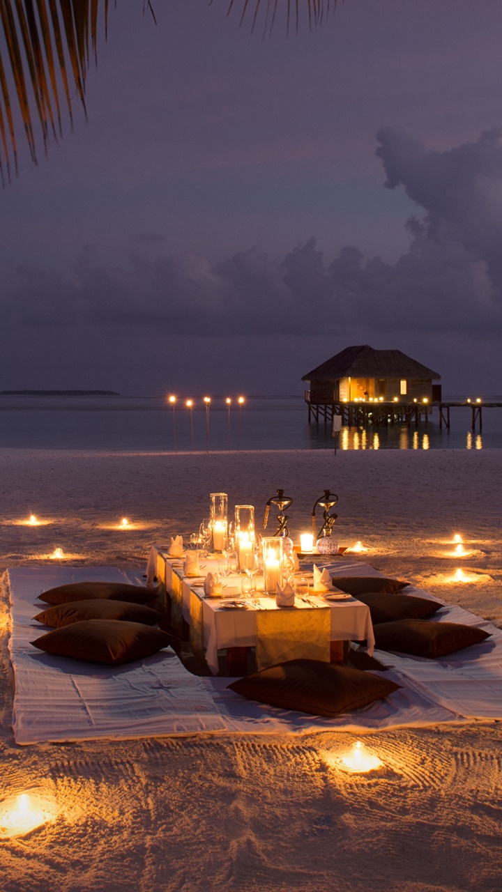 Обои пляж, ночь, отпуск, вечер, небо в разрешении 720x1280