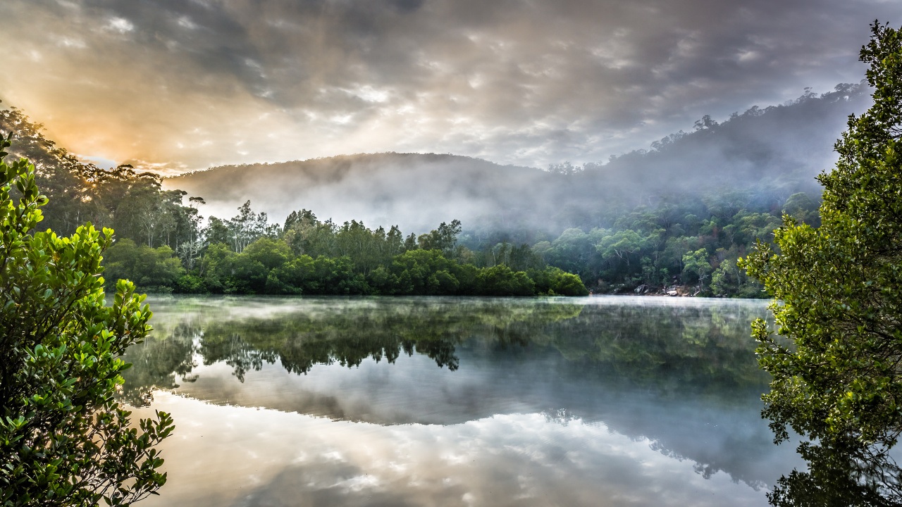 Обои природа, отражение, вода, гидроресурсы, растительность в разрешении 1280x720