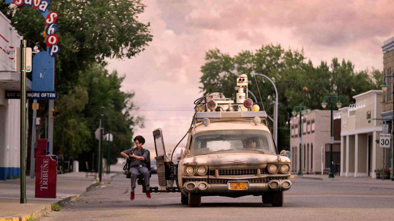 Обои Охотники за привидениями: Наследники, протонная пачка, привидение, шина, колесо в разрешении 1366x768