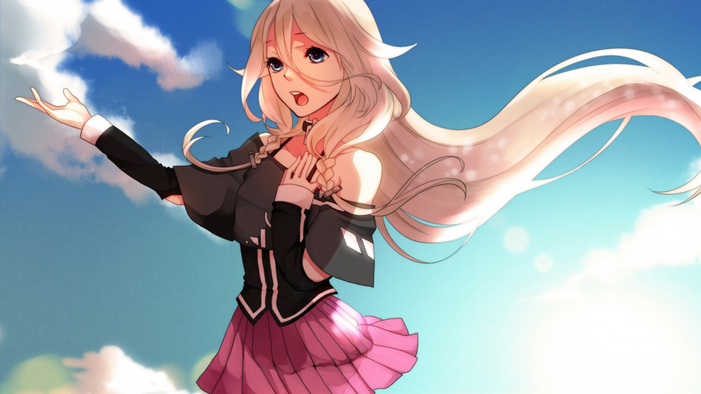 Обои вокалоид, длинные волосы, Лирика, мангака, megpoid в разрешении 1366x768