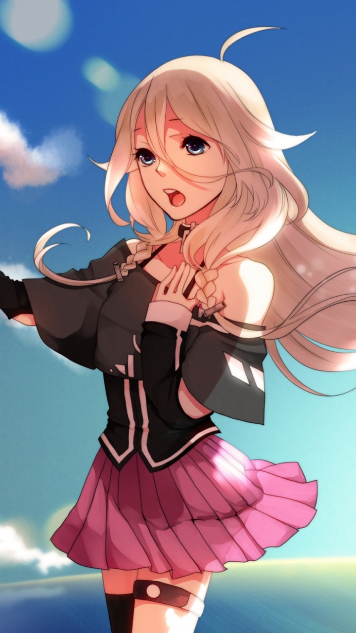 Обои вокалоид, длинные волосы, Лирика, мангака, megpoid в разрешении 720x1280