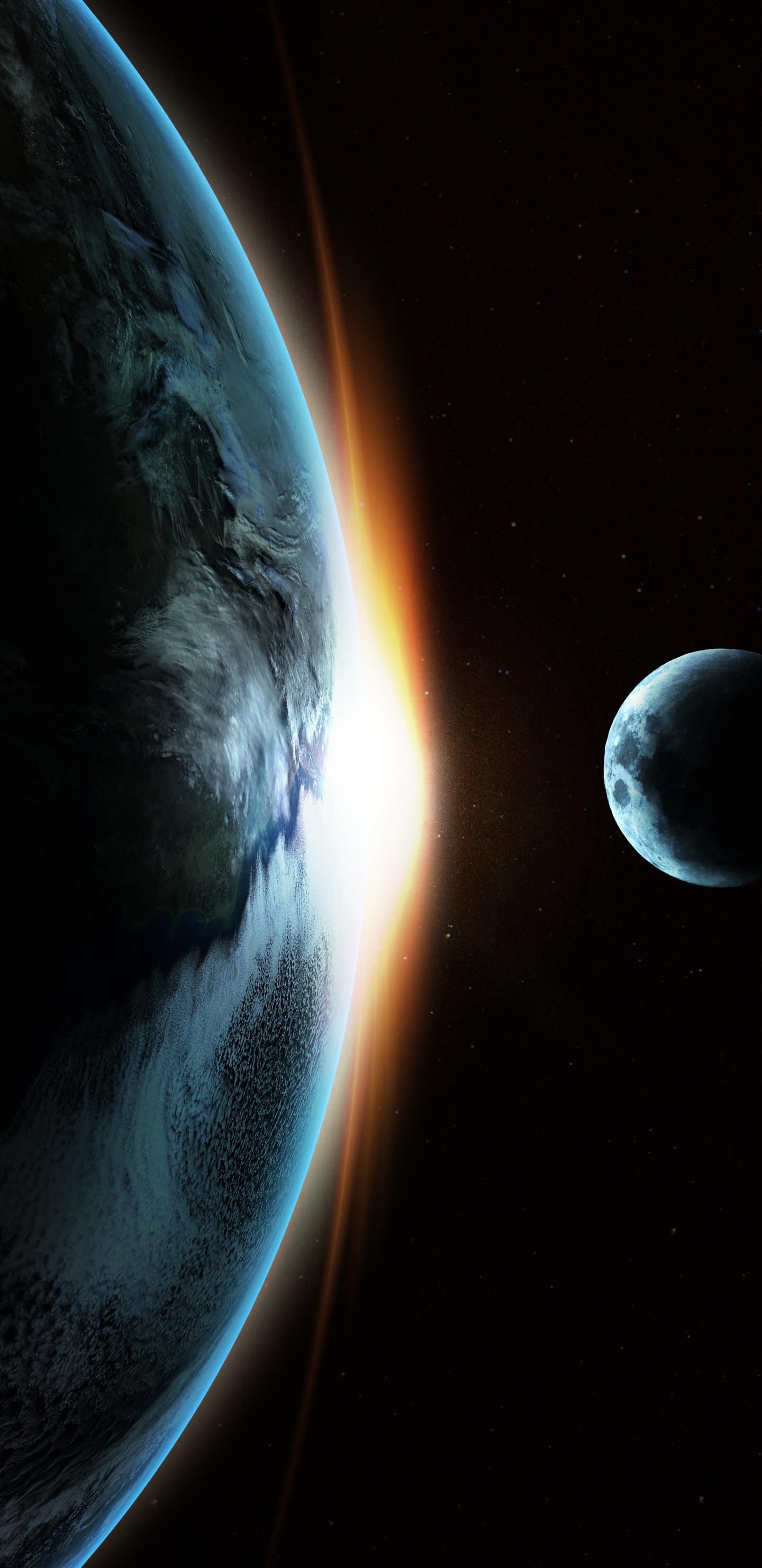 Обои земля, луна, планета, космическое пространство, астрономический объект в разрешении 1440x2960