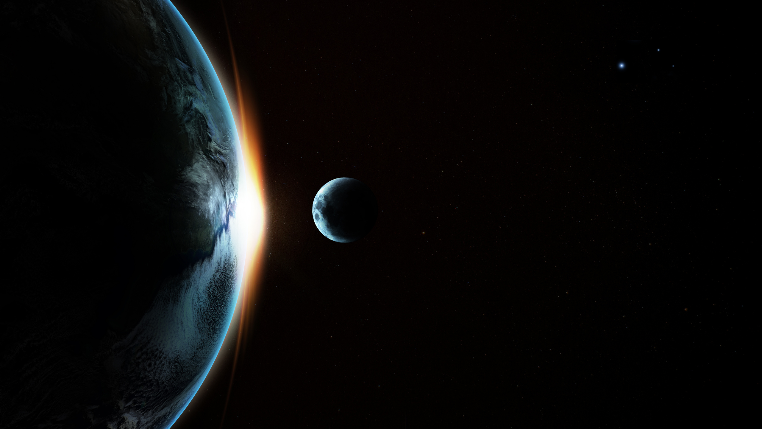 Обои земля, луна, планета, космическое пространство, астрономический объект в разрешении 2560x1440