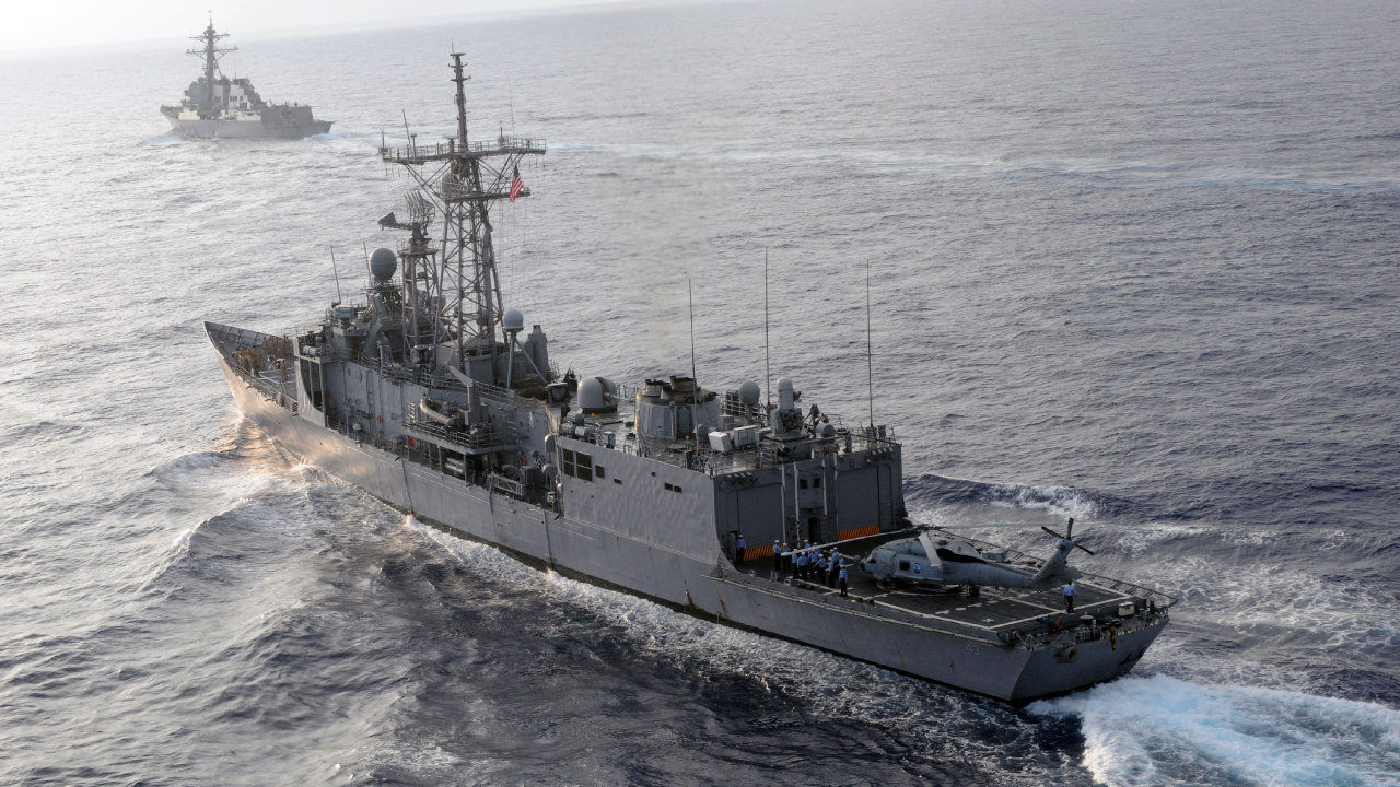 Обои фрегат, военно морской флот США, военный корабль, корабль, лодка в разрешении 1280x720