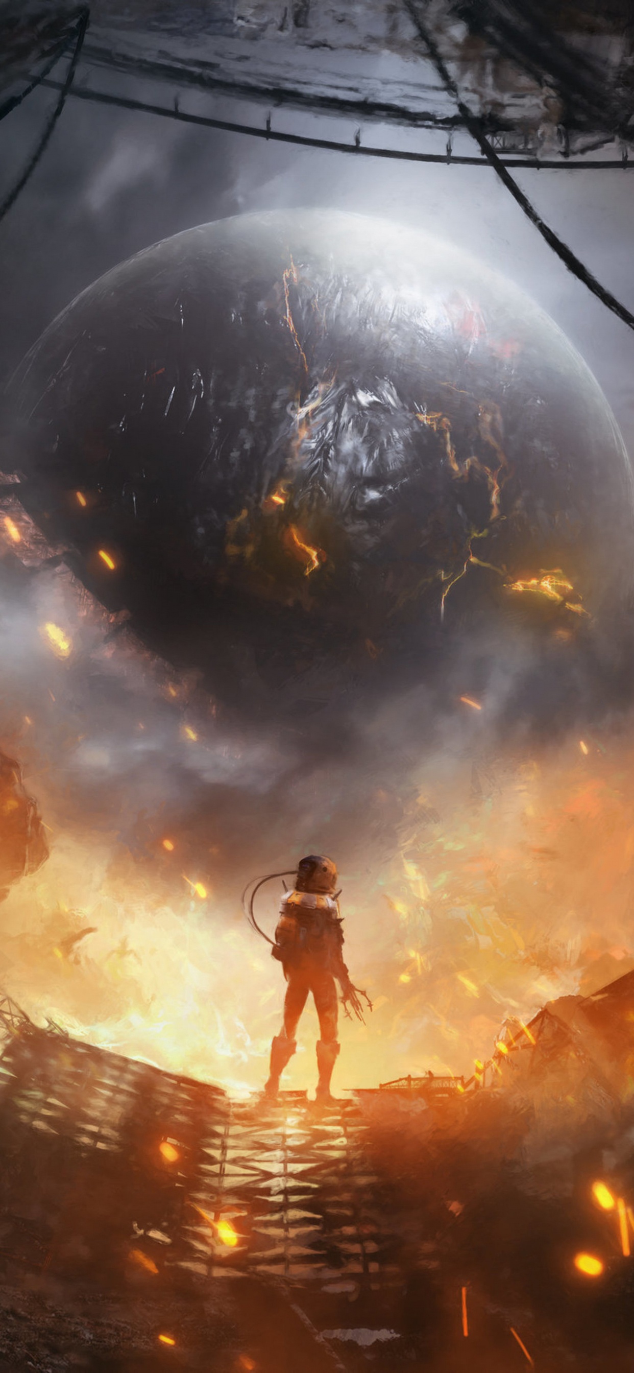 Обои концепт-арт научная фантастика планета, арт, Научная фантастика, цифровое искусство, планета в разрешении 1242x2688