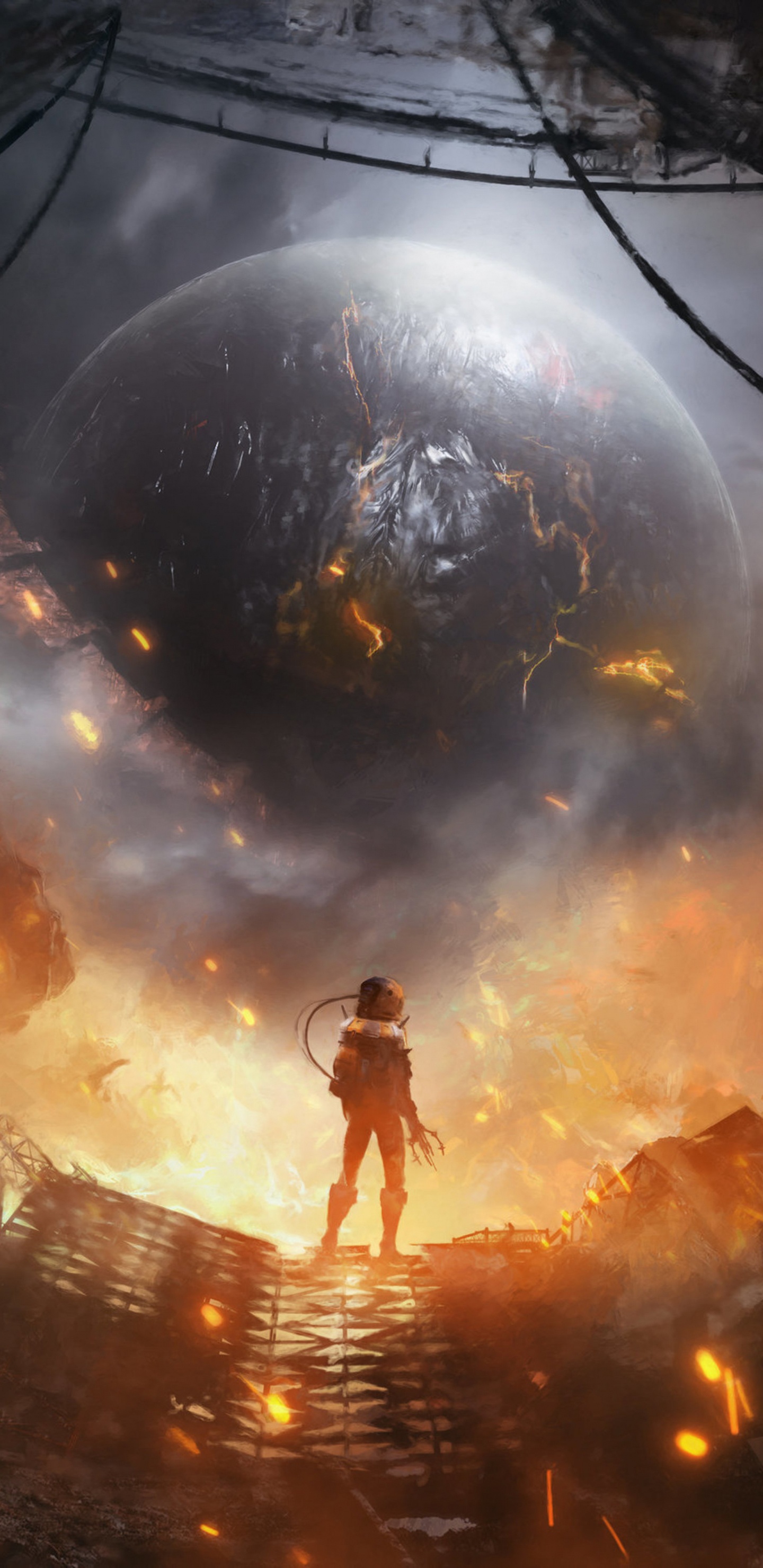 Обои концепт-арт научная фантастика планета, арт, Научная фантастика, цифровое искусство, планета в разрешении 1440x2960