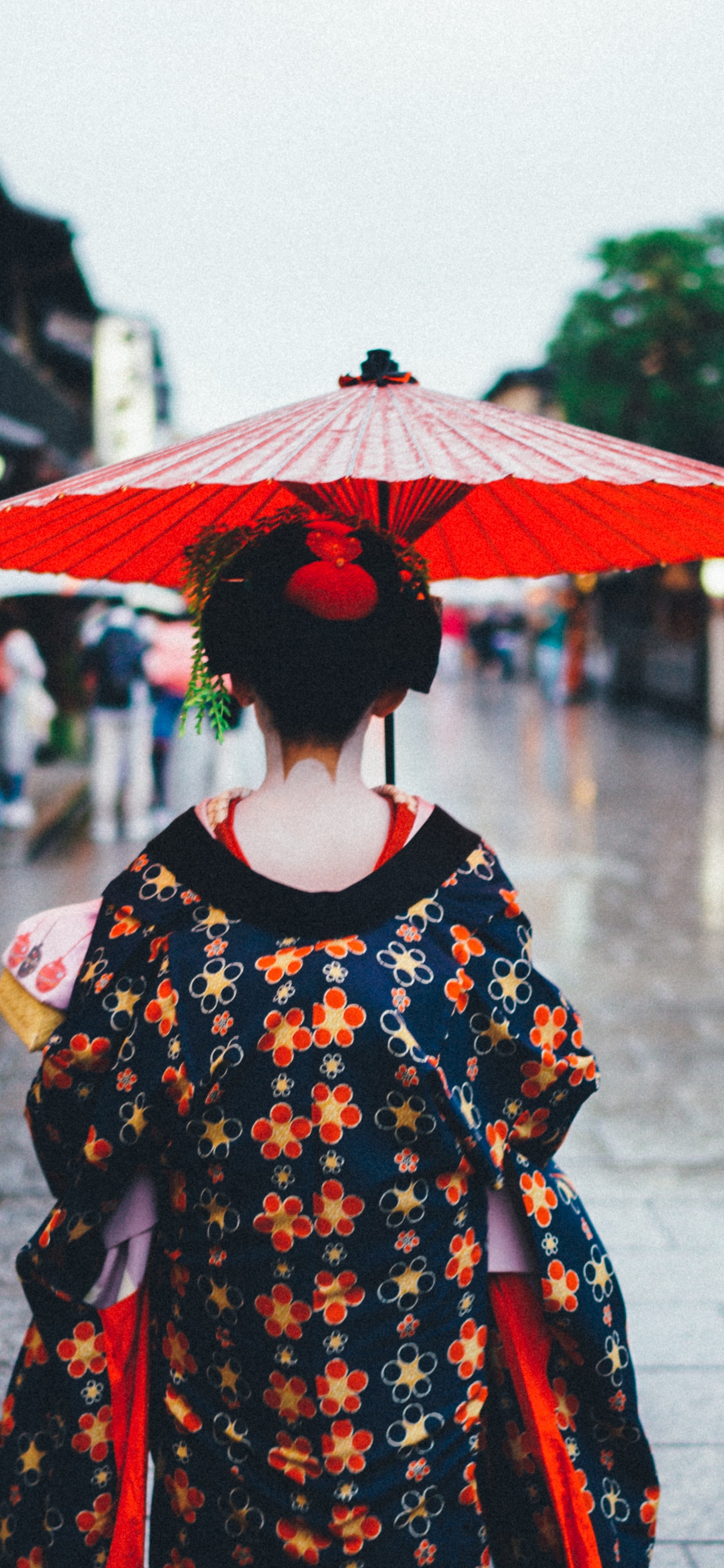 Обои Киото, Универсальные Студии Японии, здание, зонтик, черный в разрешении 1242x2688