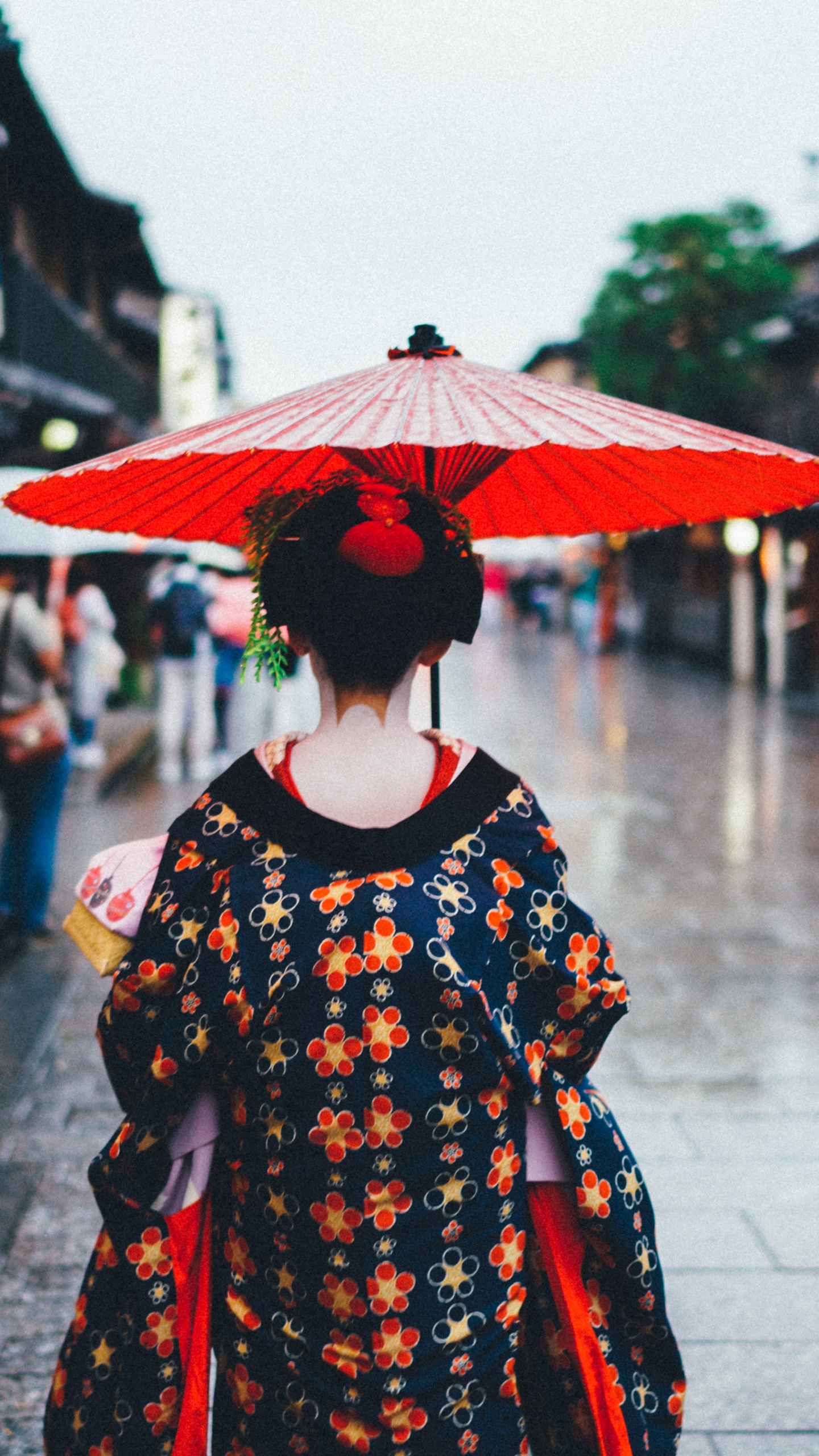 Обои Киото, Универсальные Студии Японии, здание, зонтик, черный в разрешении 1440x2560