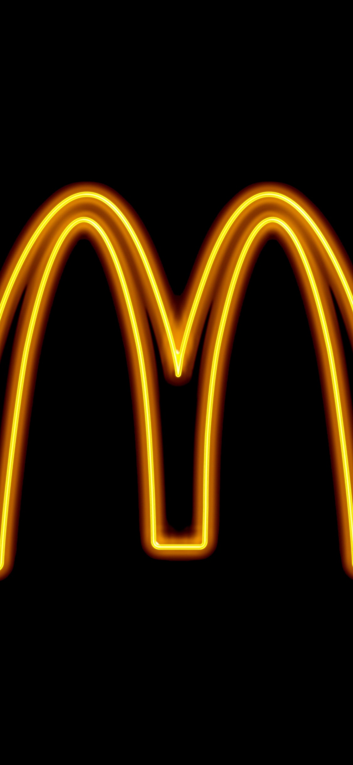 Обои свет, графика, желтый, симметрия, шрифт в разрешении 1125x2436