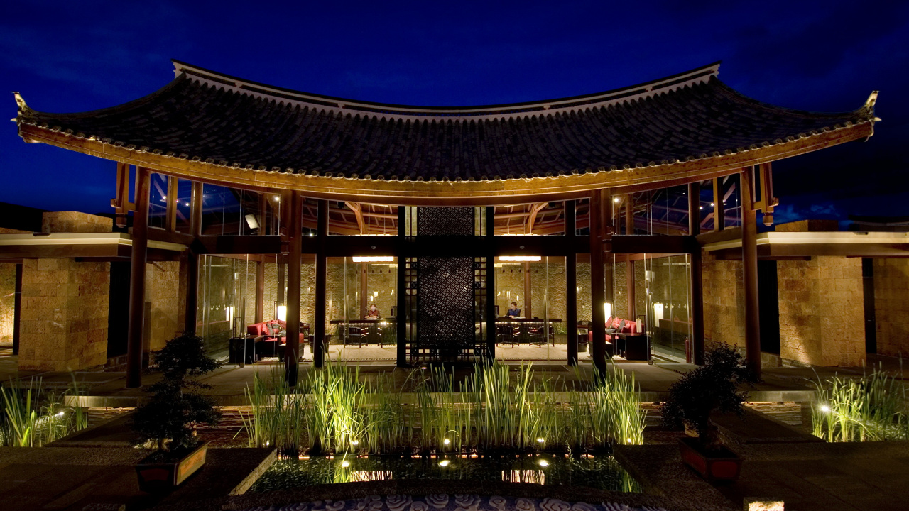 Обои китайская архитектура, Баньян Предприятием, прибежище, архитектура, освещение в разрешении 1280x720