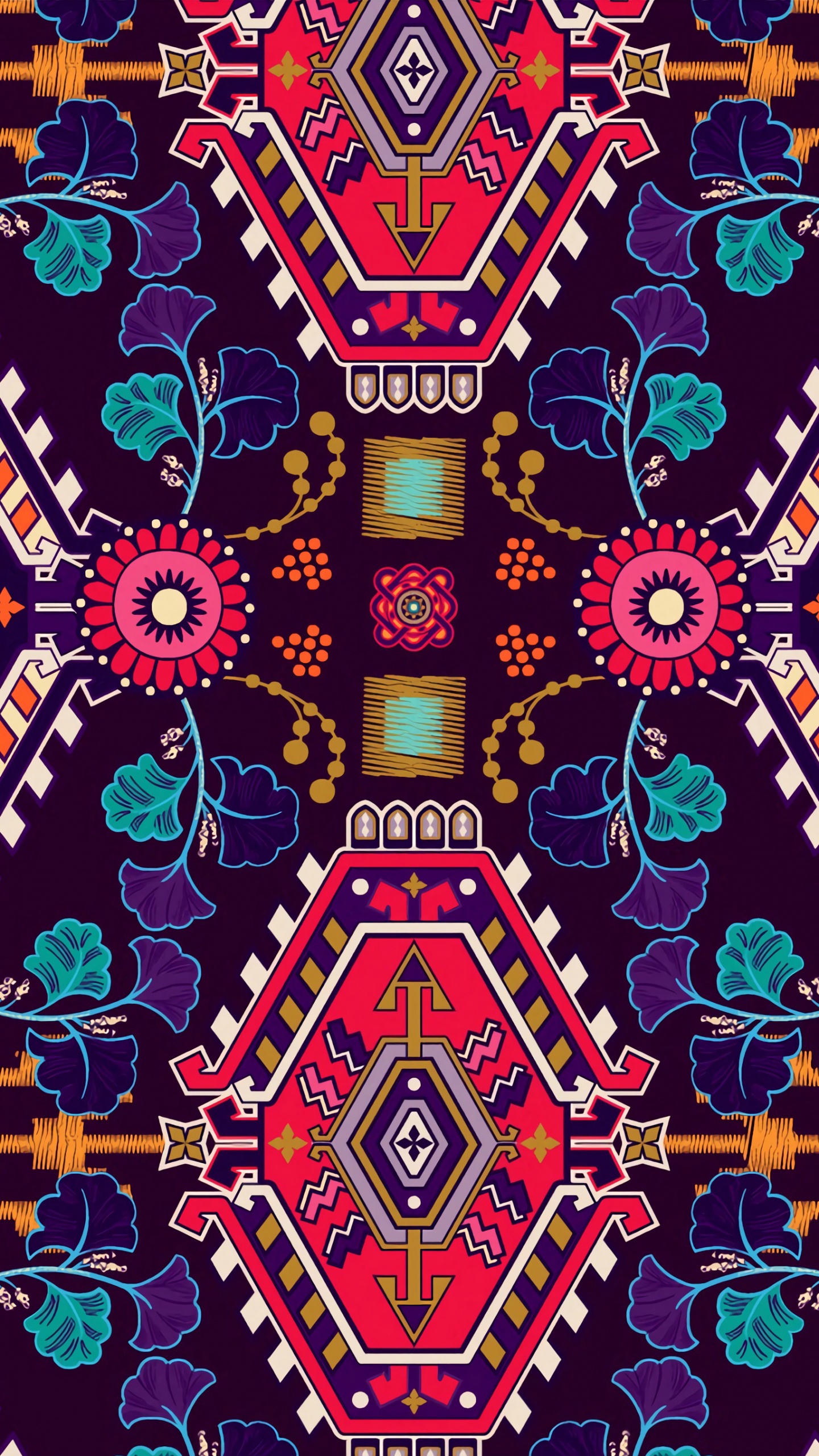 Обои мотив, узор, психоделическое искусство, дизайн, симметрия в разрешении 1440x2560
