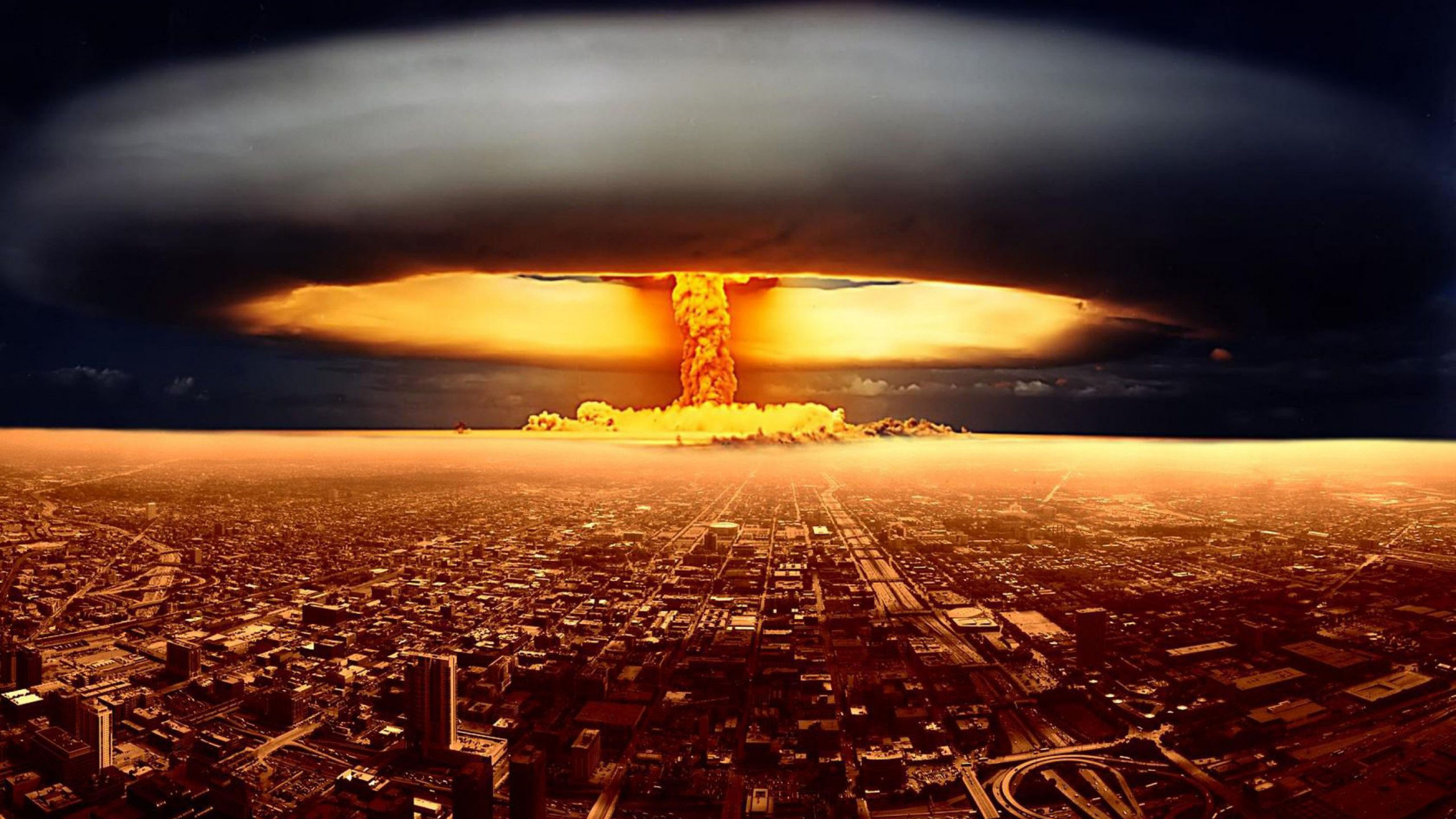 Обои ядерная война, горизонт, атмосфера, тепло, космос в разрешении 2560x1440