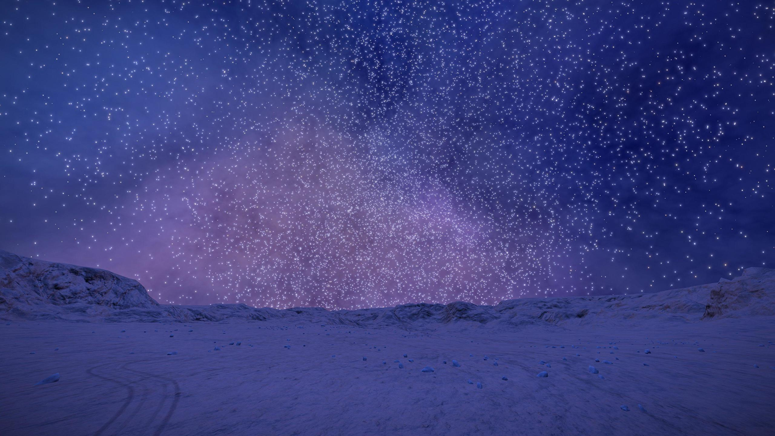 Обои атмосфера, ночь, пурпур, космос, рельеф в разрешении 2560x1440