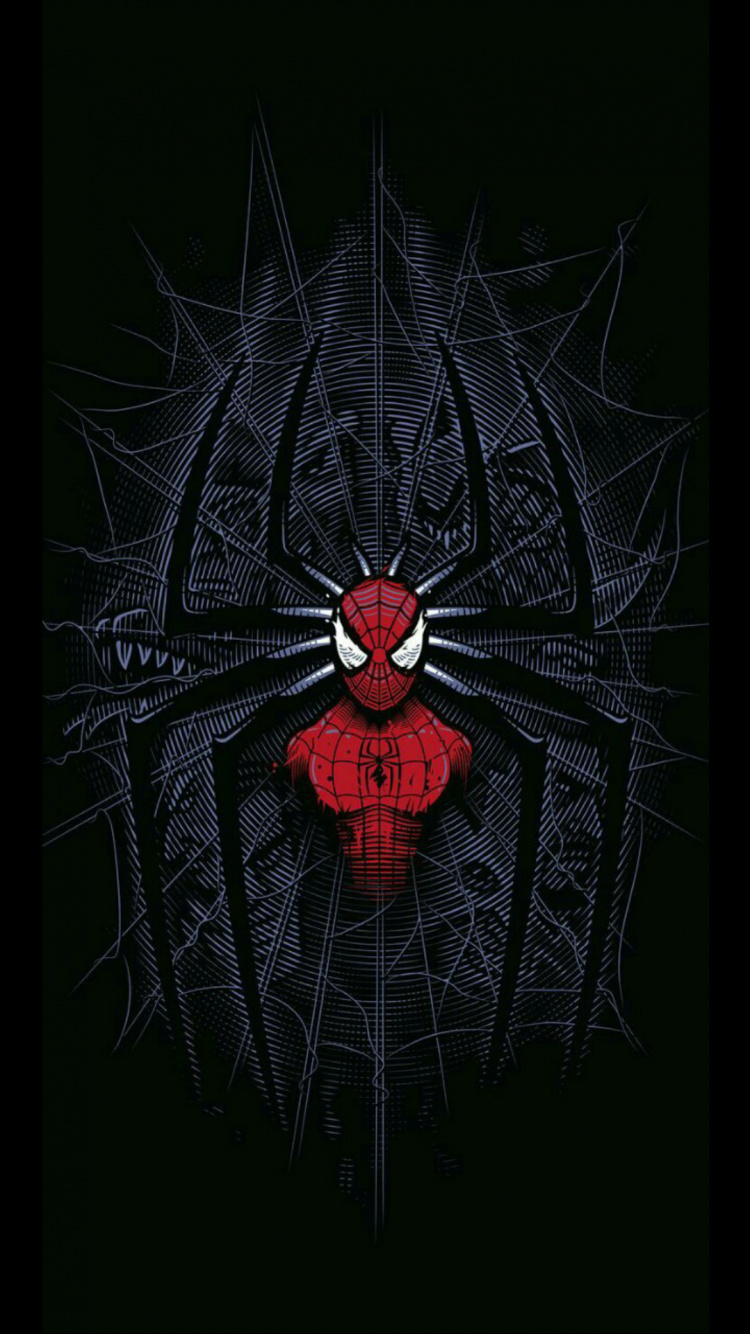 Обои человек-паук, человеческое тело, рукав, арт, насекомое в разрешении 750x1334