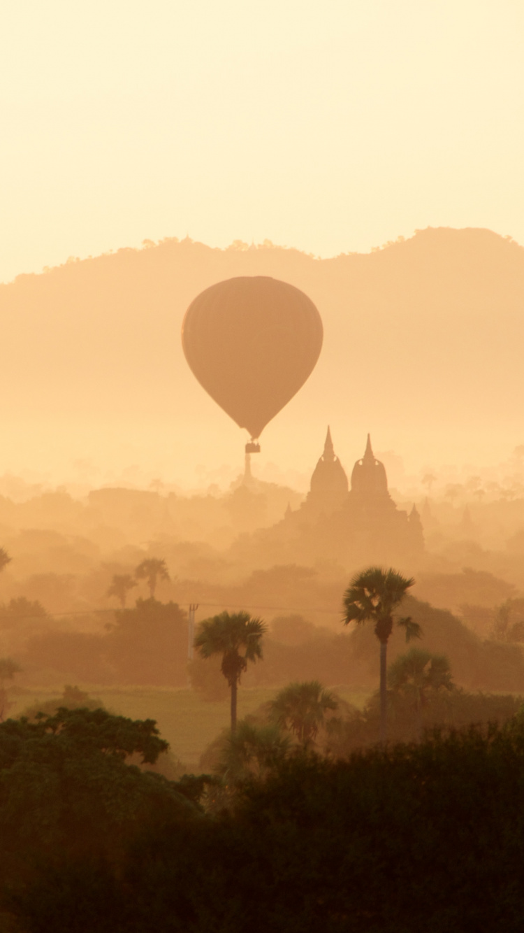 Обои воздушный шарик, воздушный шар, полеты на воздушном шаре, утро, атмосфера в разрешении 750x1334