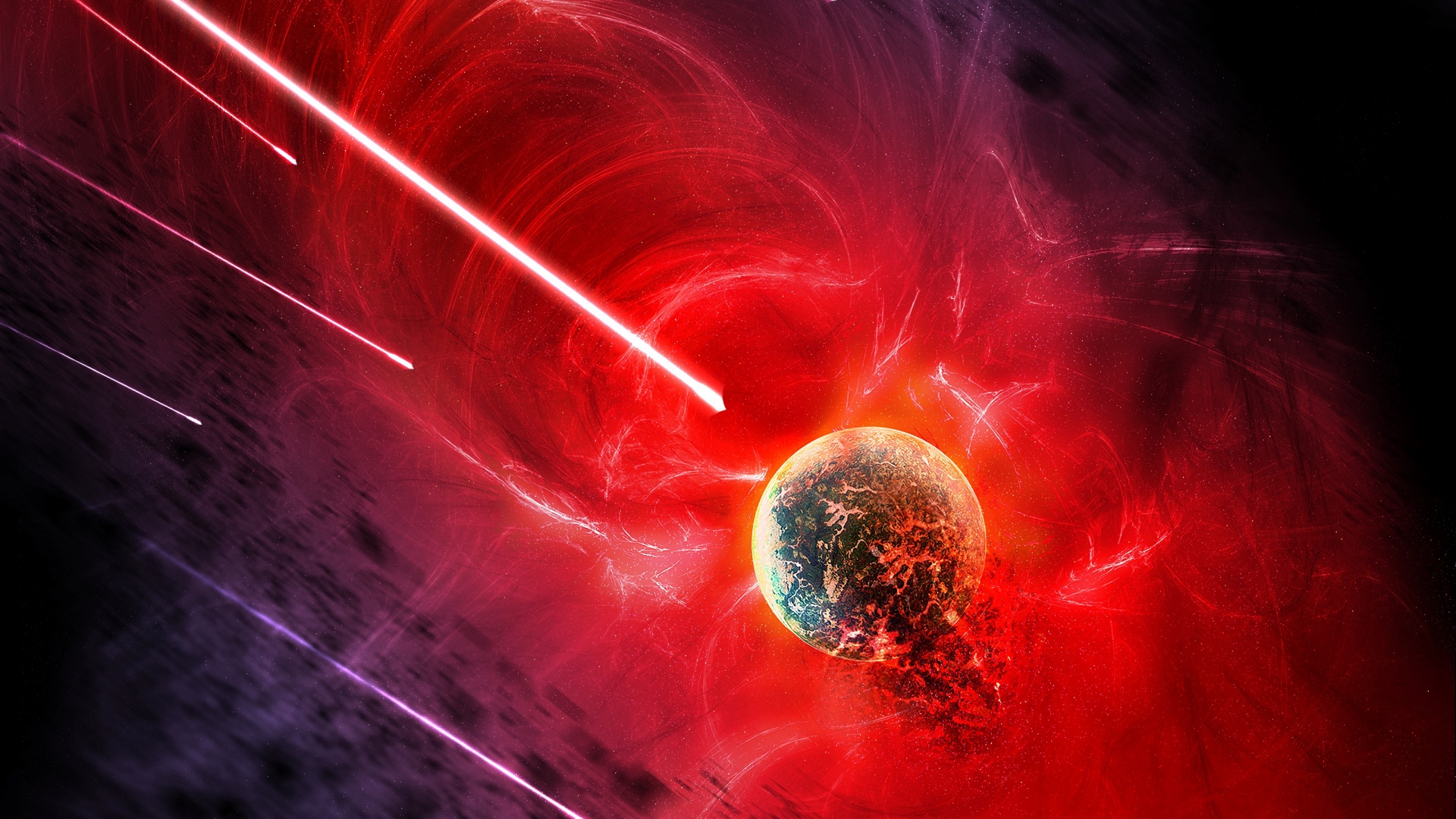 Обои красный цвет, фрактальное искусство, астрономический объект, космос, дизайн в разрешении 1920x1080