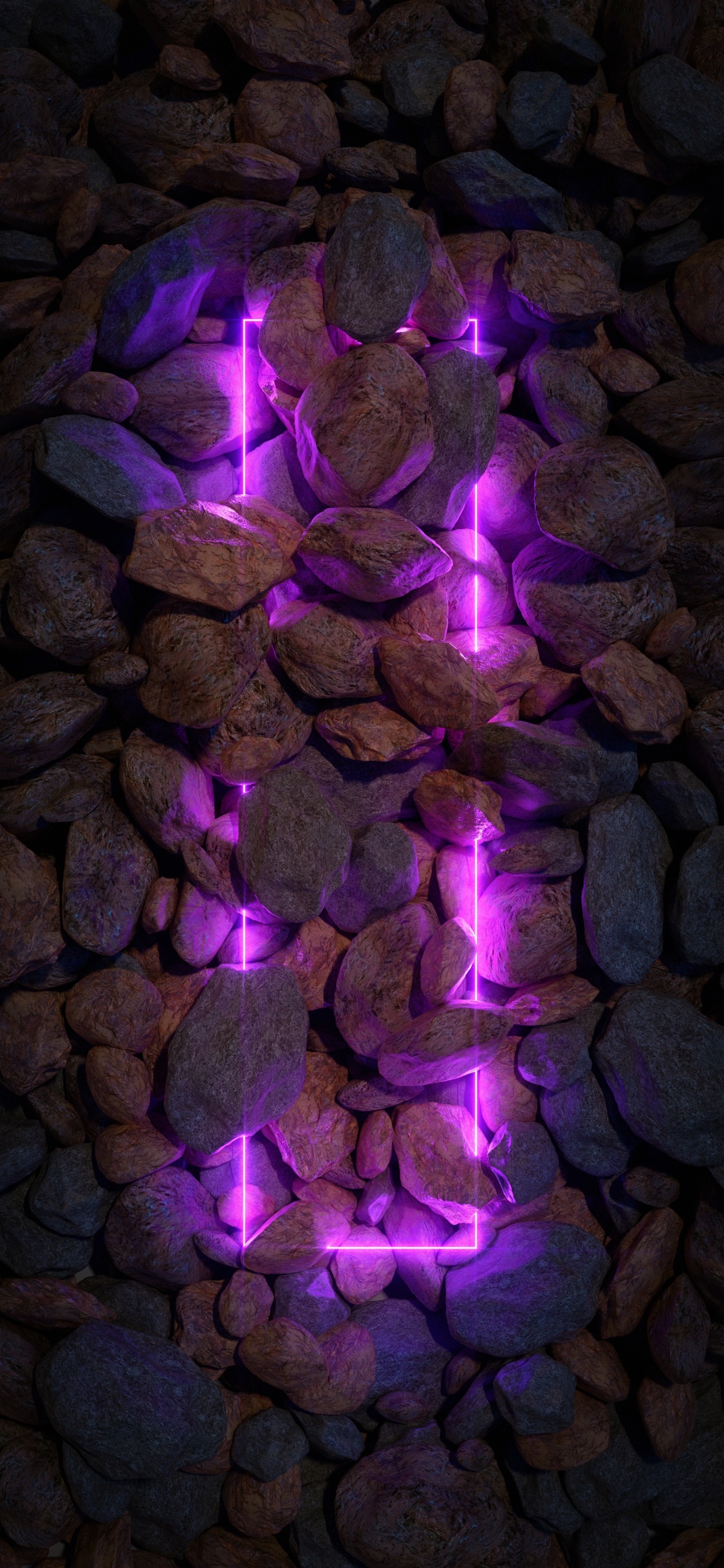 Обои неоновый камень, неон, андроид, неоновое освещение, пурпур в разрешении 1125x2436