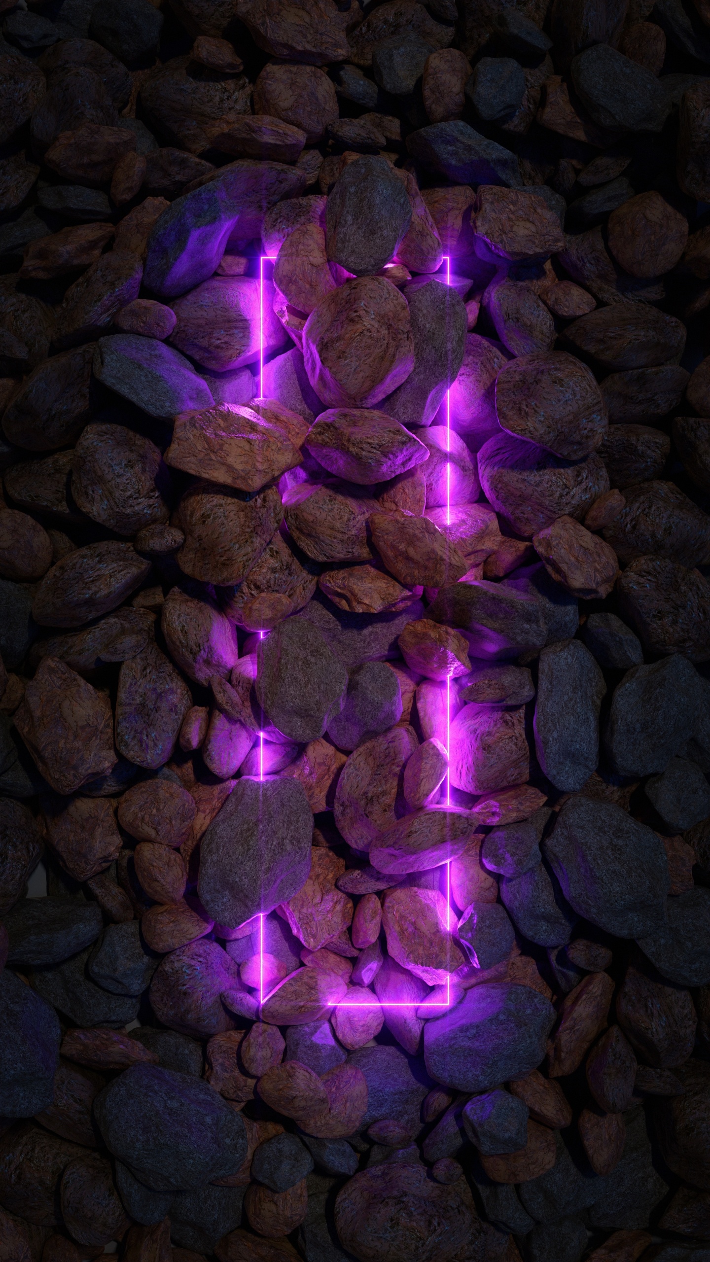 Обои неоновый камень, неон, андроид, неоновое освещение, пурпур в разрешении 1440x2560