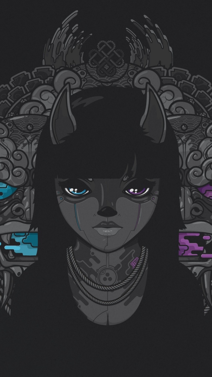 Обои голова, иллюстрация, графический дизайн, визуальное искусство, черный в разрешении 720x1280