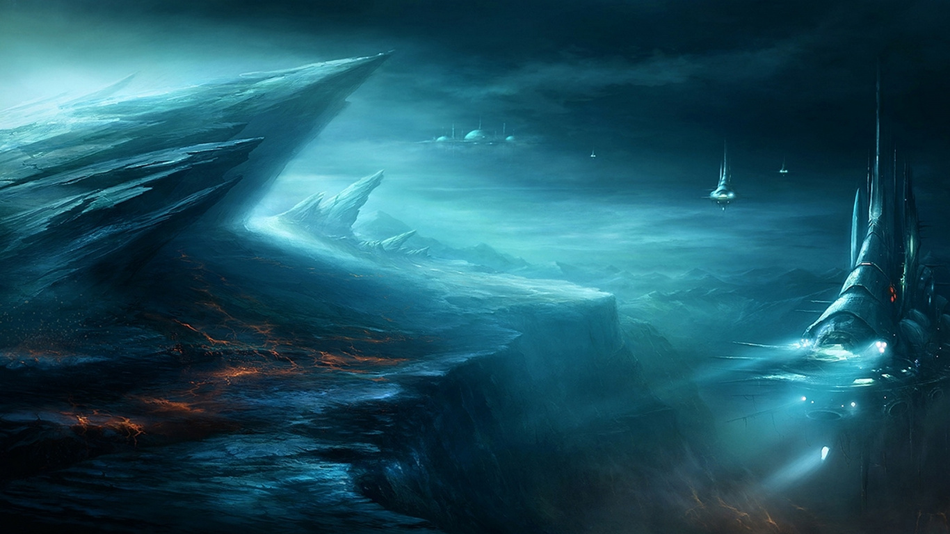 Обои вода, темнота, атмосфера, море, океан в разрешении 1366x768