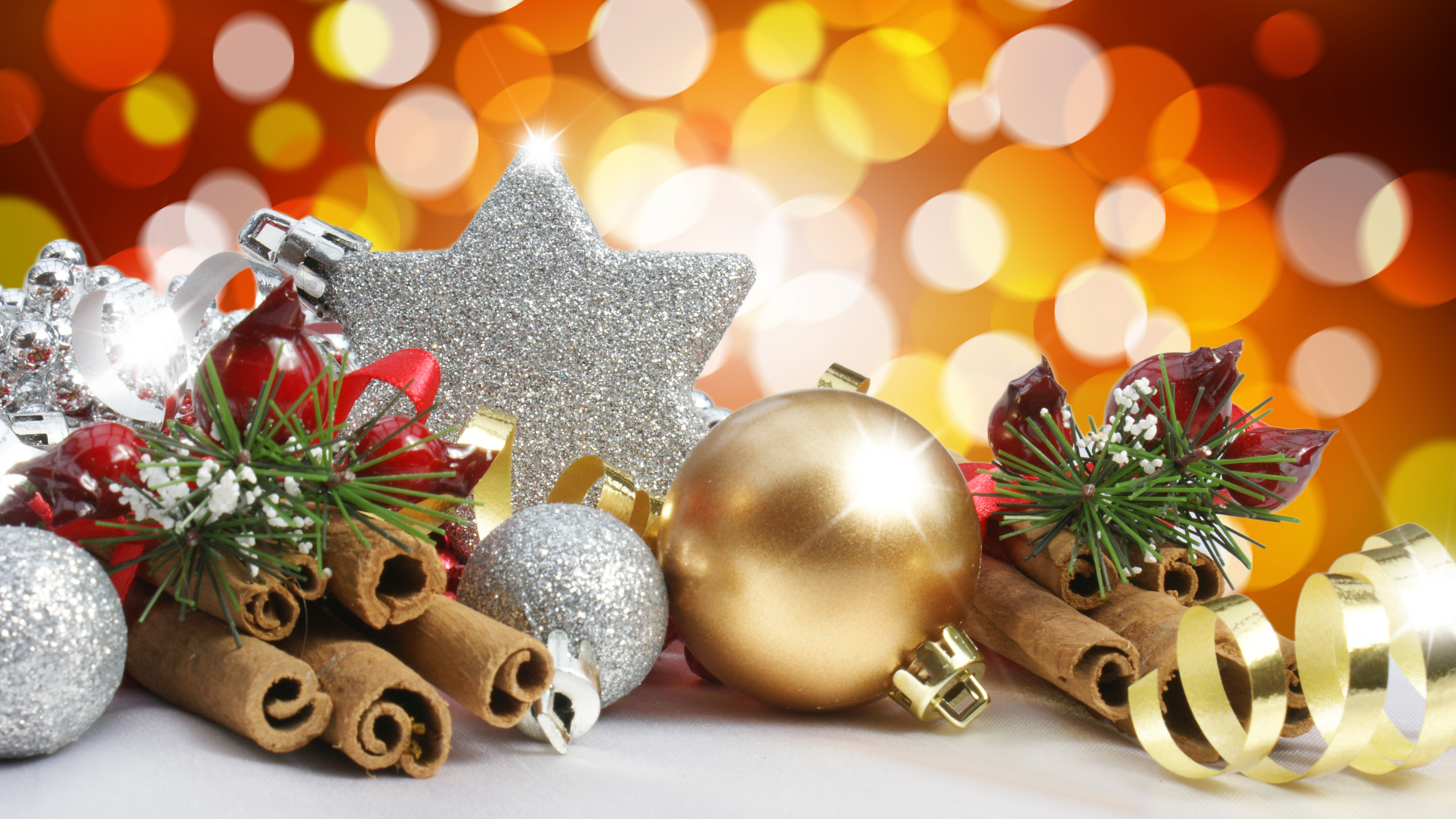 Обои Рождественский день, рождественский орнамент, Рождественские украшения, Рождество, событие в разрешении 3840x2160