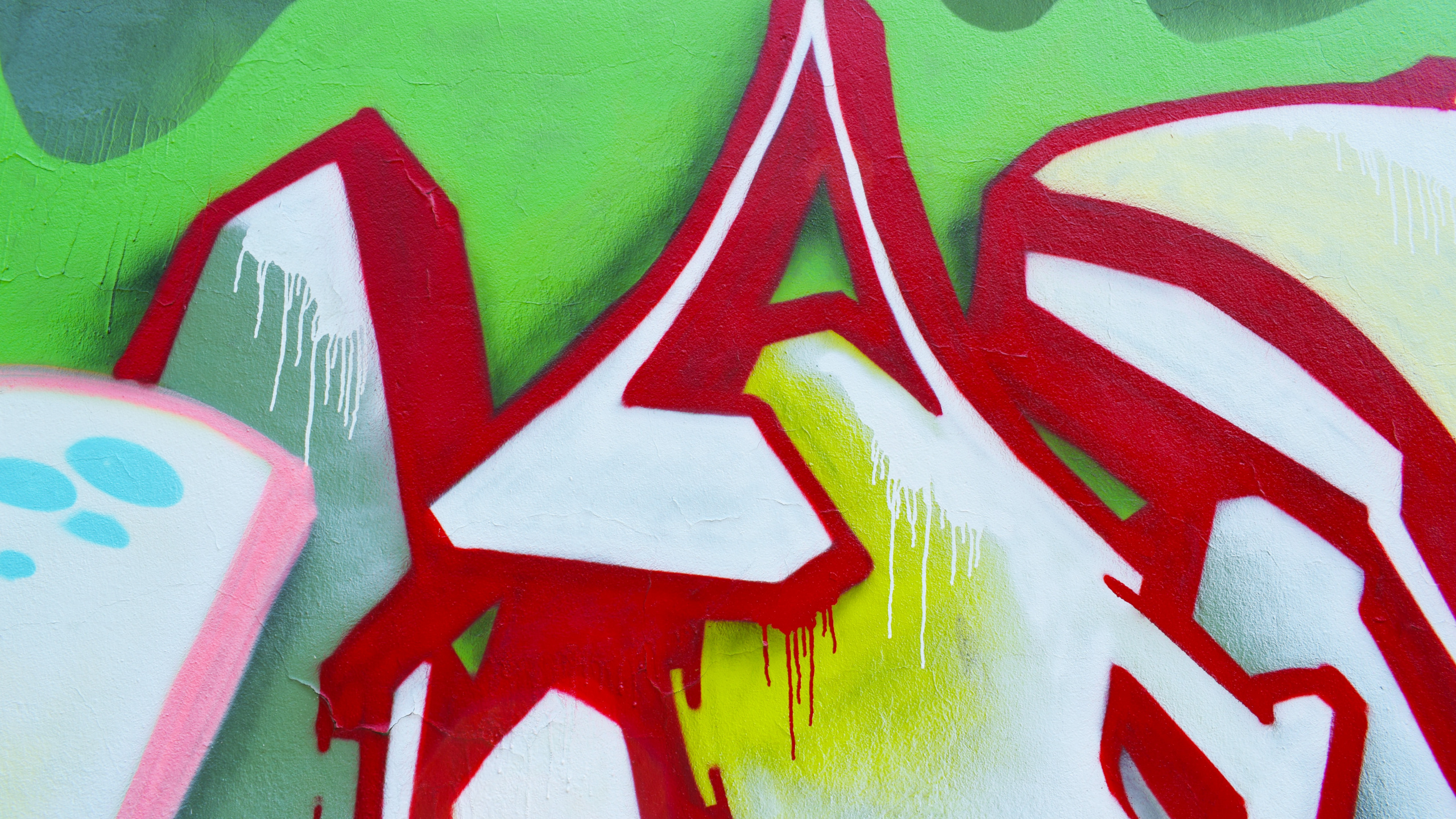 Обои граффити, живопись, уличное искусство, зеленый, арт в разрешении 2560x1440