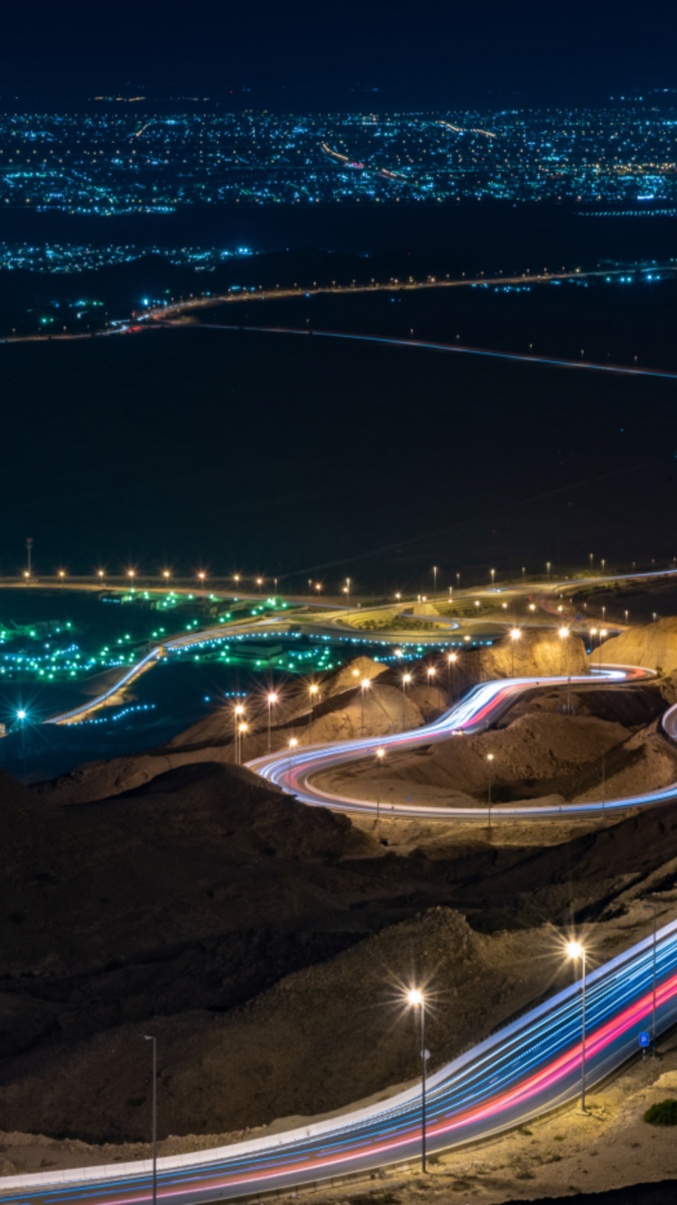 Обои вода, ночь, гидроресурсы, свет, море в разрешении 750x1334