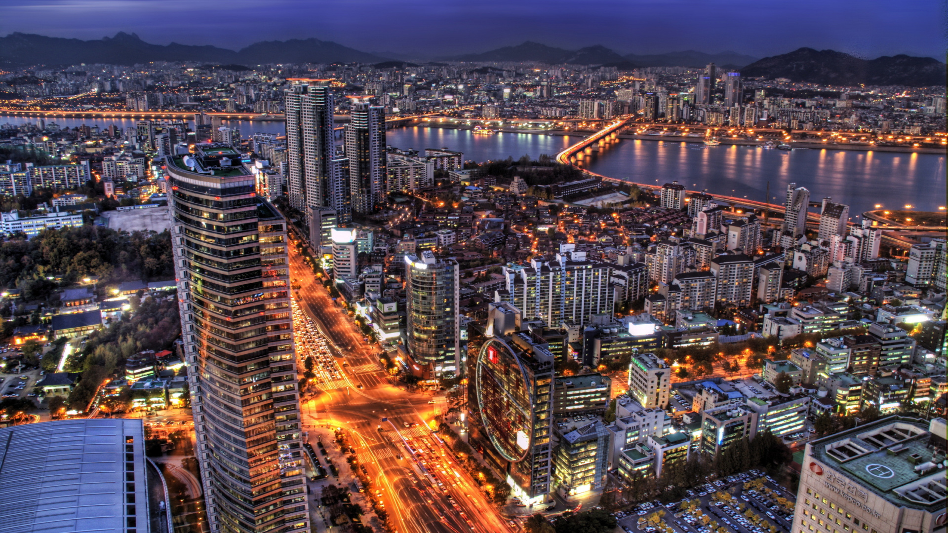 Обои Сеул, городской пейзаж, город, метрополия, городской район в разрешении 1920x1080