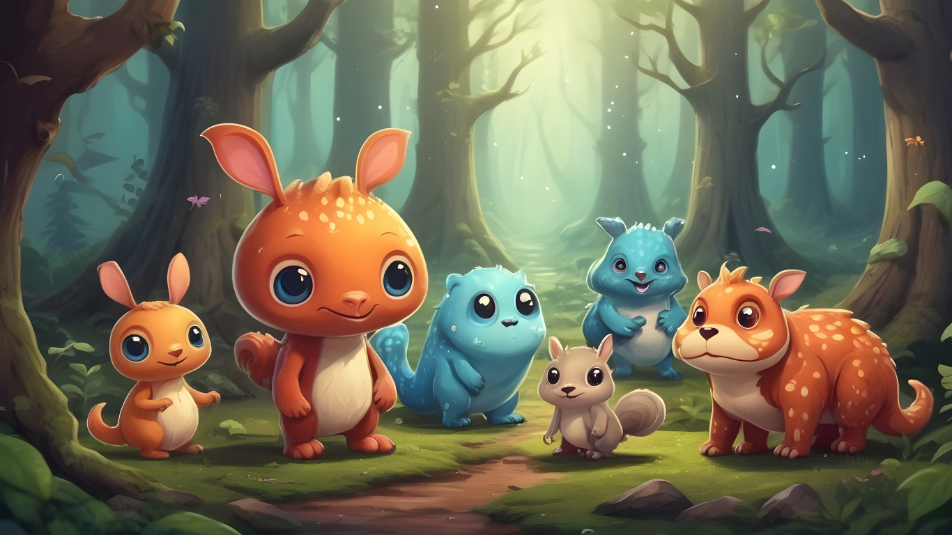 Обои мультфильм, визуальное искусство, фикция, зеленый, природа в разрешении 1366x768