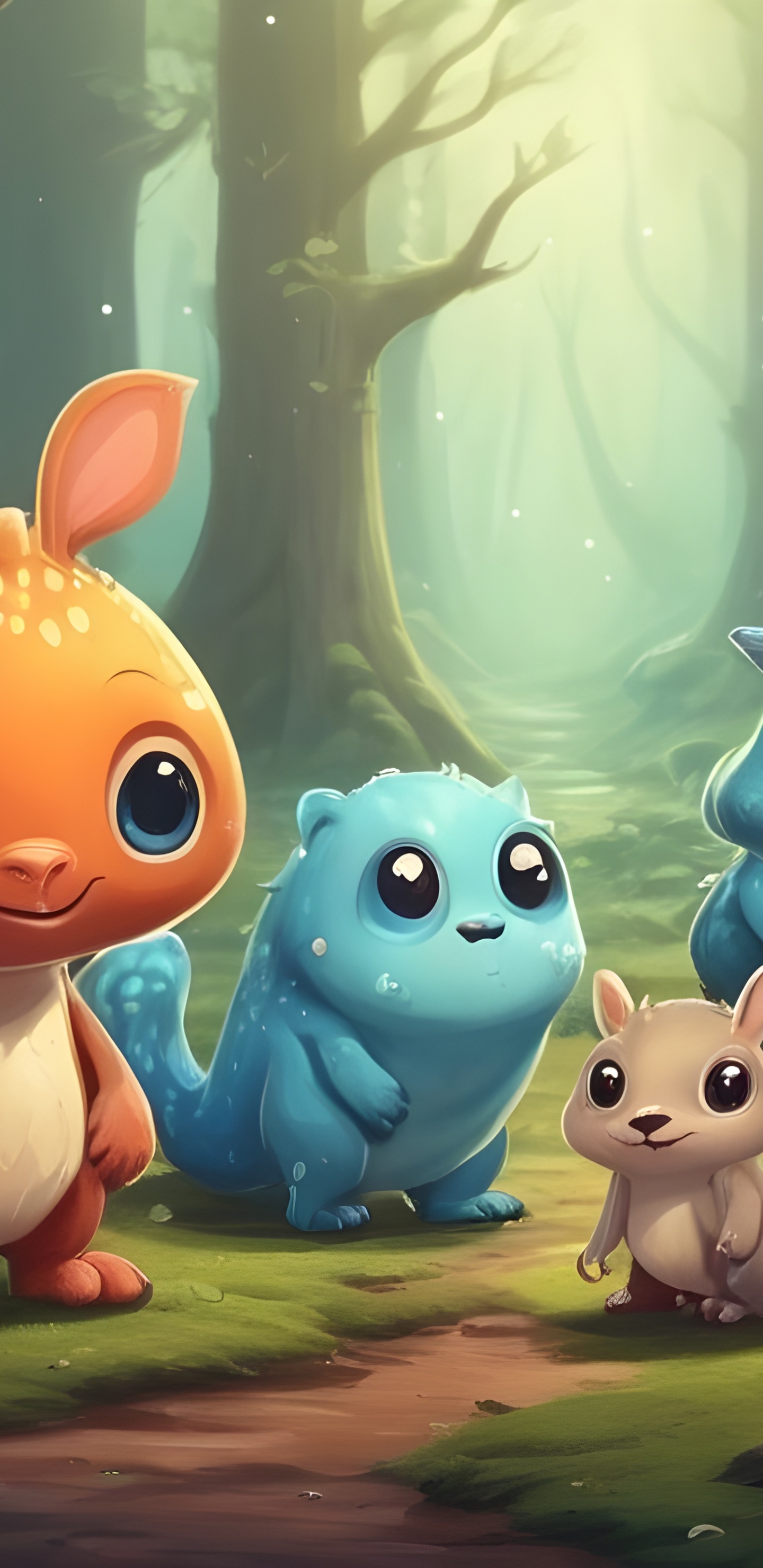 Обои мультфильм, визуальное искусство, фикция, зеленый, природа в разрешении 1440x2960