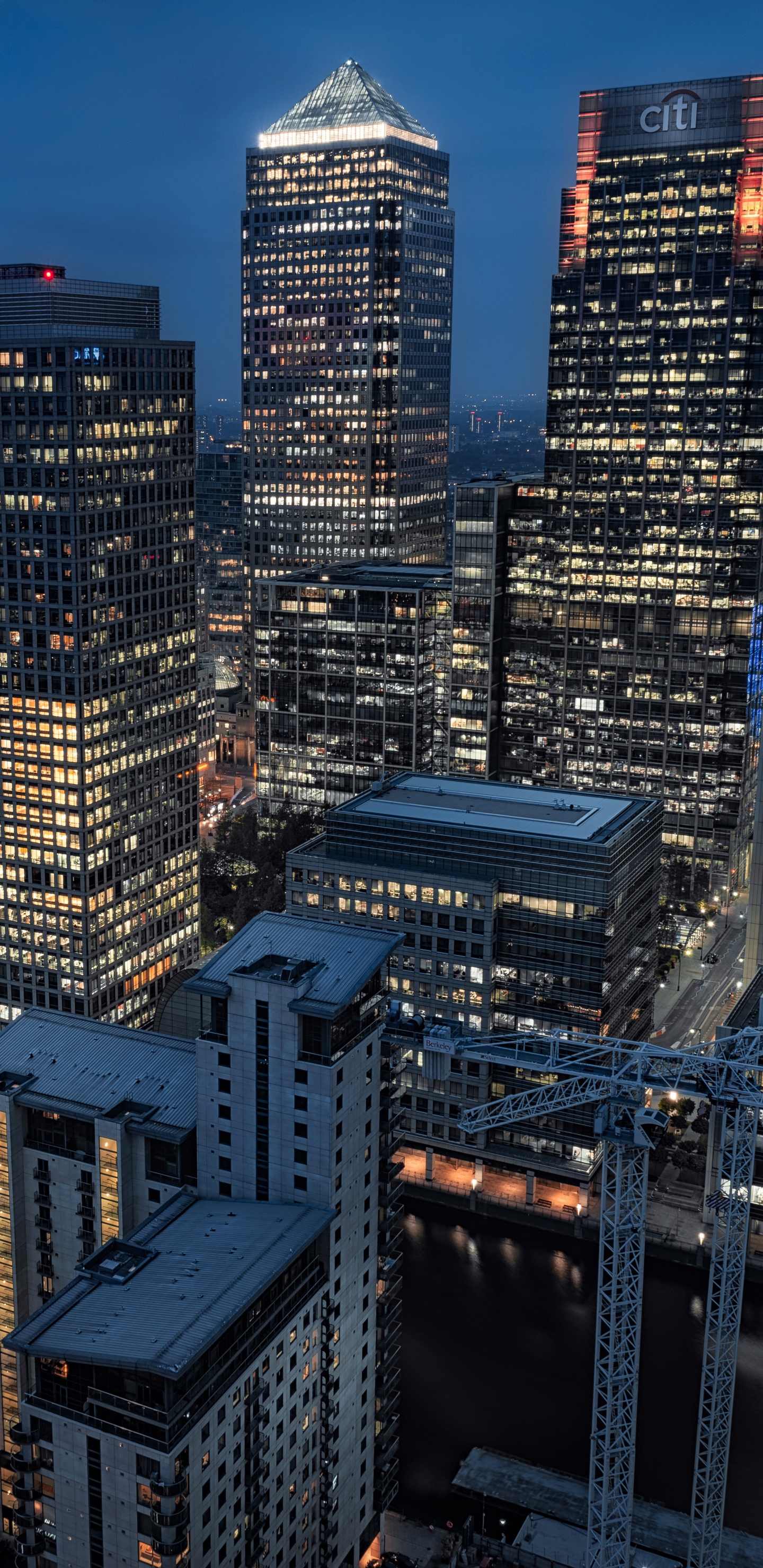 Обои Кэнэри-Уорф, город, городской пейзаж, городской район, метрополия в разрешении 1440x2960