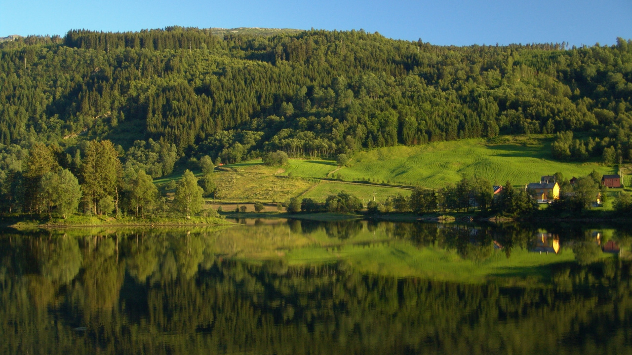 Обои озеро, Норвегия, отражение, природа, вода в разрешении 1280x720