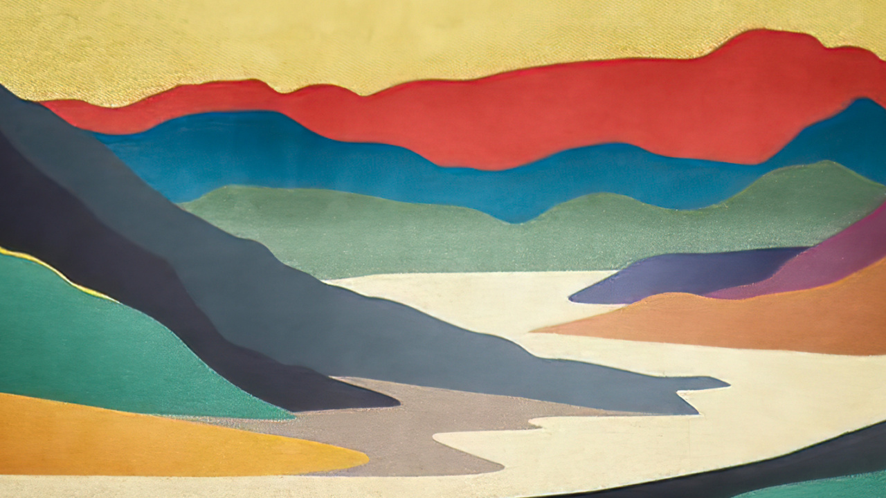 Обои визуальное искусство, живопись, акриловая краска, экорегион, гора в разрешении 1280x720