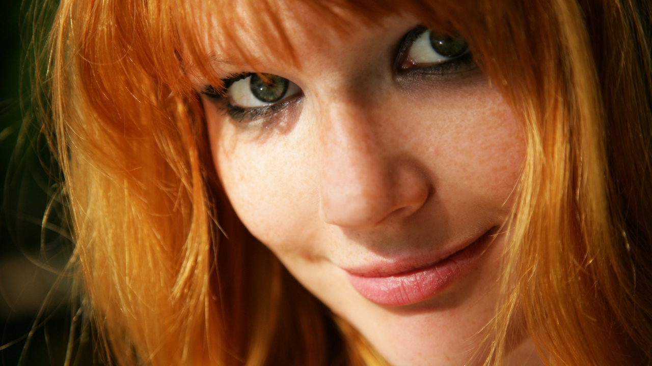 Обои рыжие волосы, веснушка, бровь, щека, нос в разрешении 1280x720