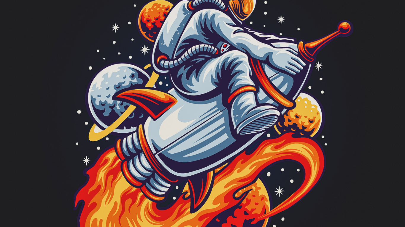 Обои арт, иллюстрация, постер, графический дизайн, колесо в разрешении 1366x768