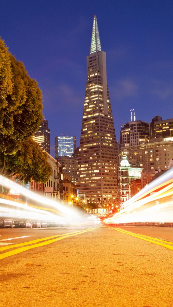 Обои ориентир, город, ночь, городской район, городской пейзаж в разрешении 720x1280