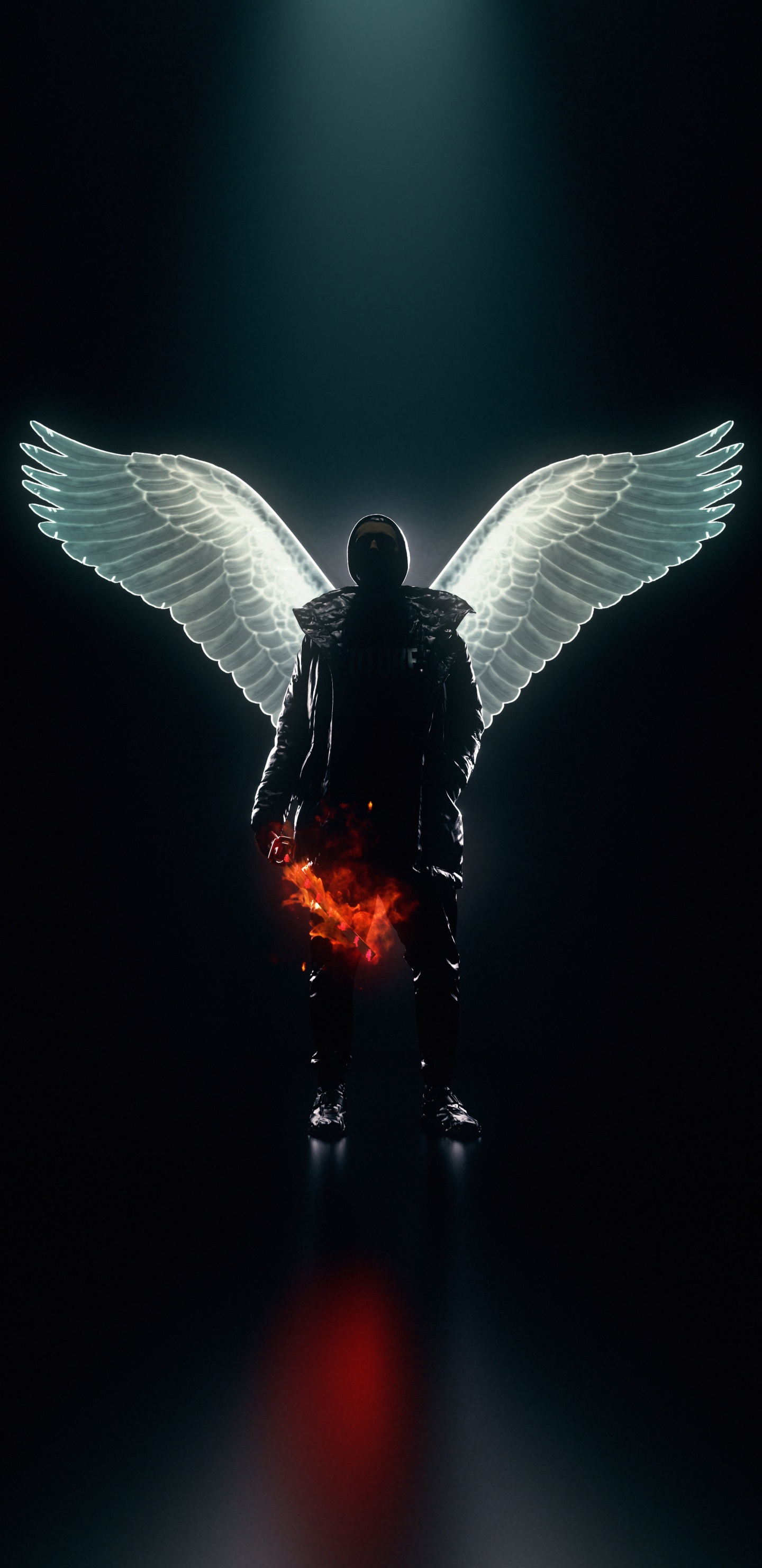 Обои крылья кисти, человеческое тело, арт, крыло, сверхъестественное существо в разрешении 1440x2960