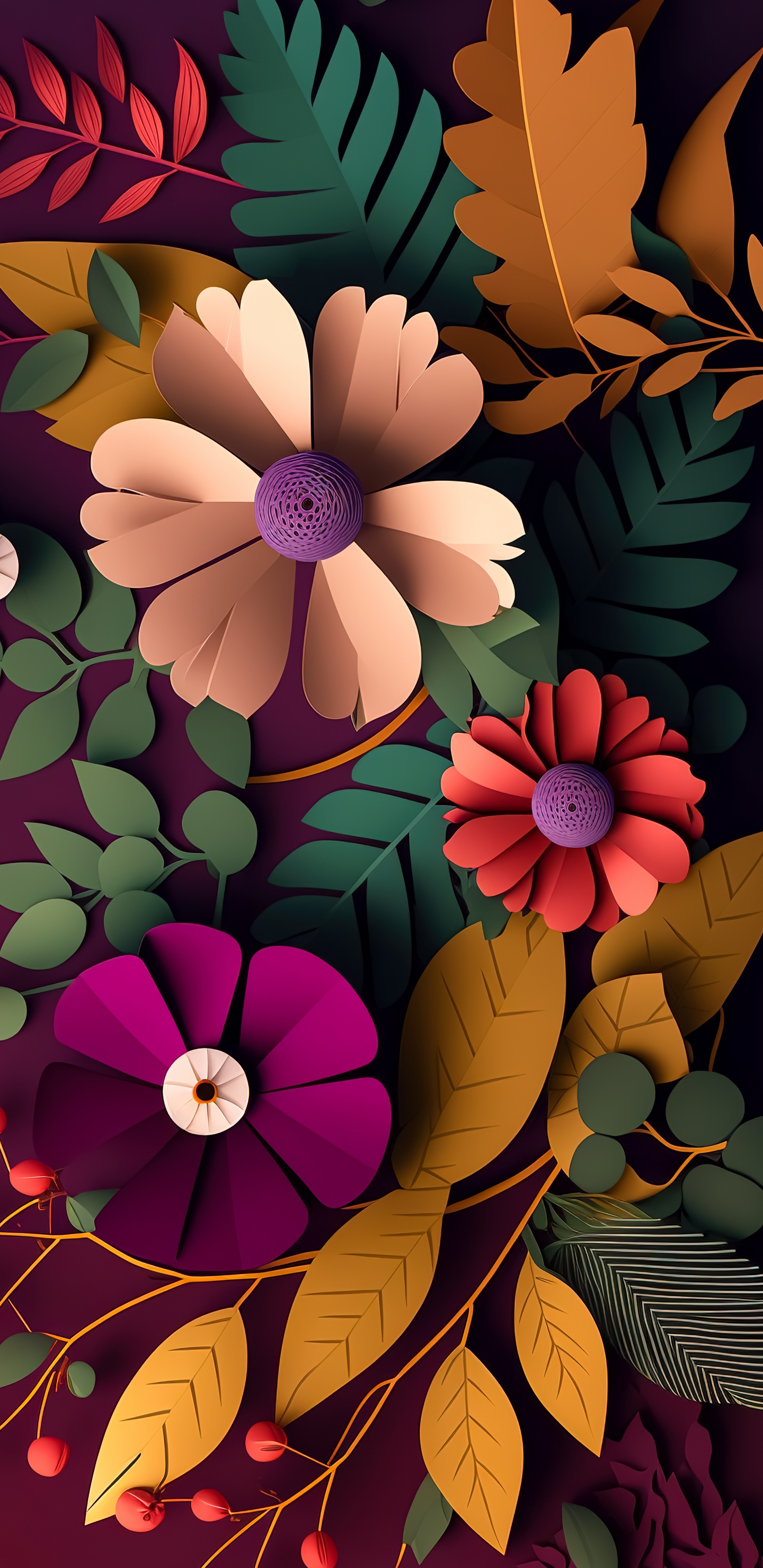 Обои иллюстрация, рисование, графический дизайн, арт, водное растение в разрешении 1440x2960