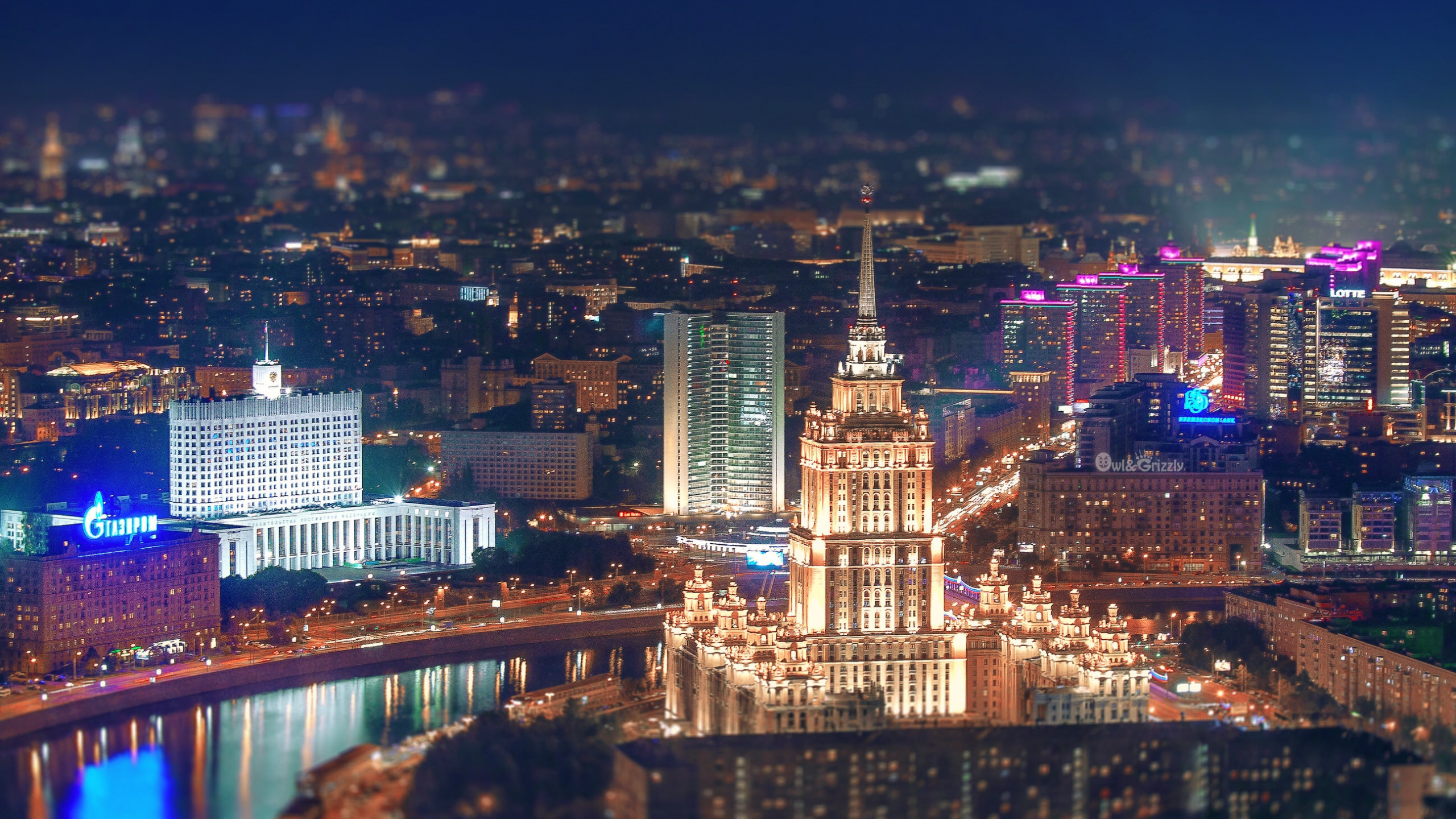 Обои городской пейзаж, город, городской район, метрополия, ночь в разрешении 2560x1440