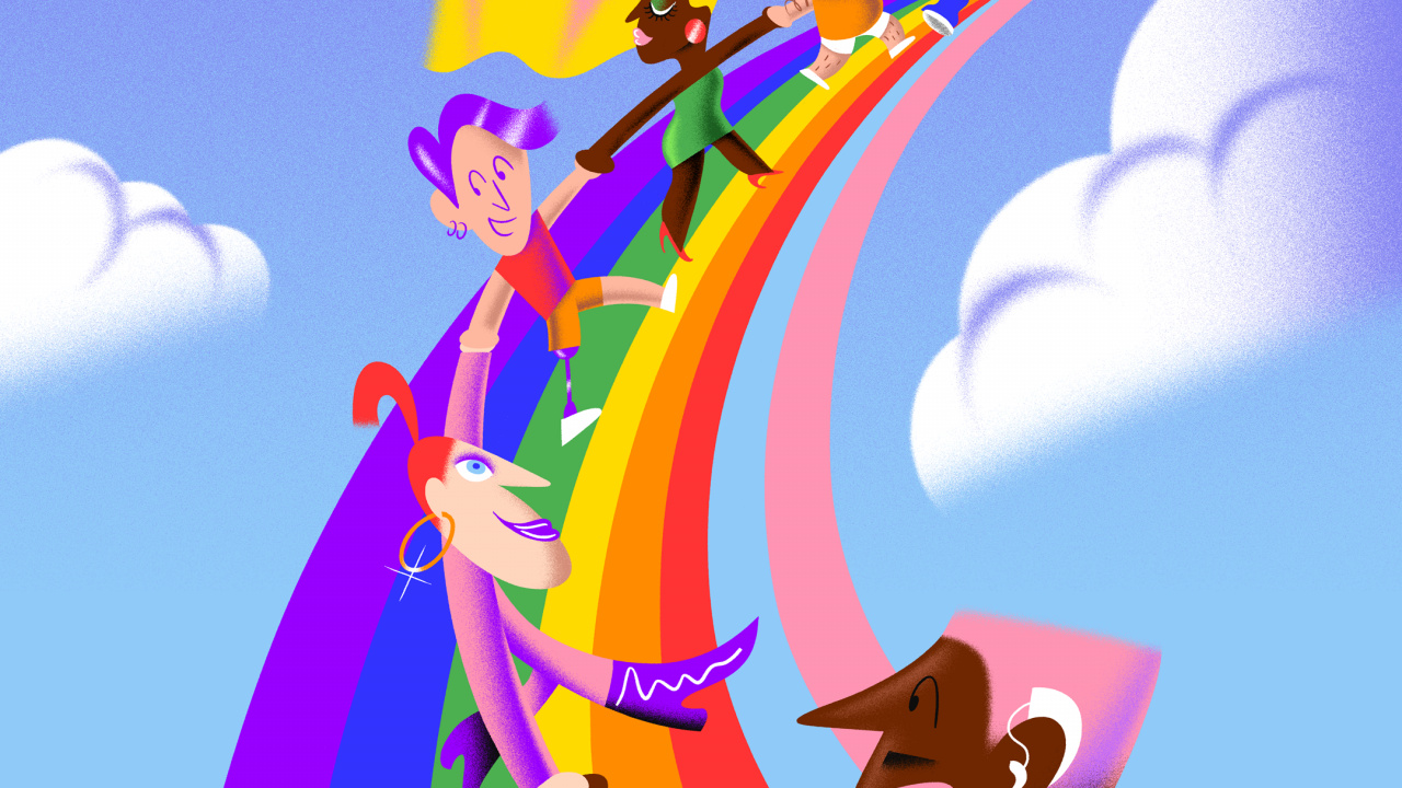 Обои мультфильм, андроид, смартфон, Google Pixel, Android 12 в разрешении 1280x720