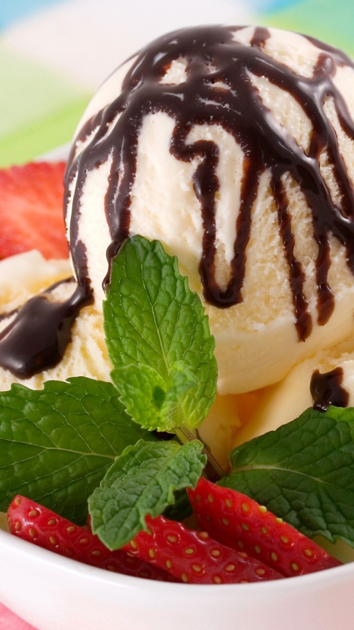 Обои замороженный десерт, пища, пломбир, замороженный йогурт, взбитые сливки в разрешении 720x1280