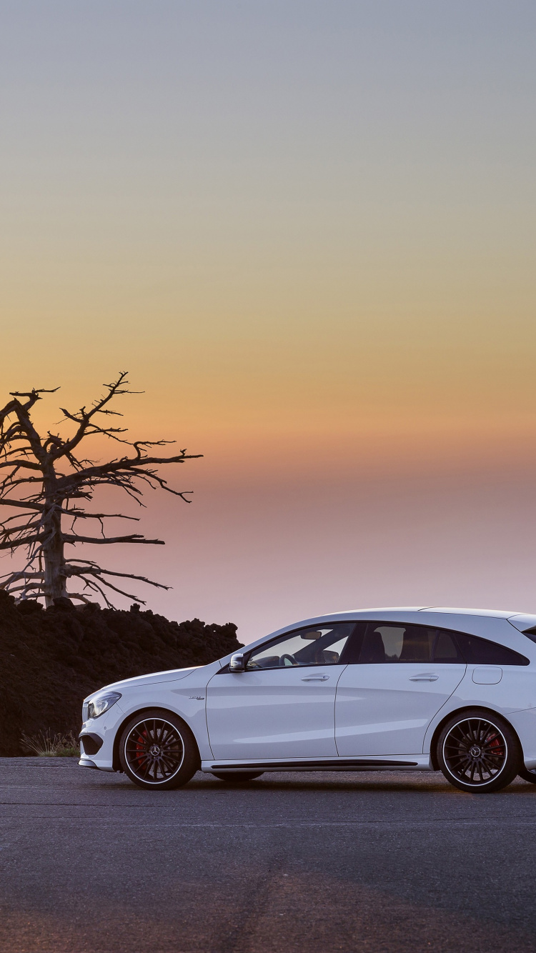 Обои авто, компактный автомобиль, КЛК 45, семейный автомобиль, закат в разрешении 750x1334